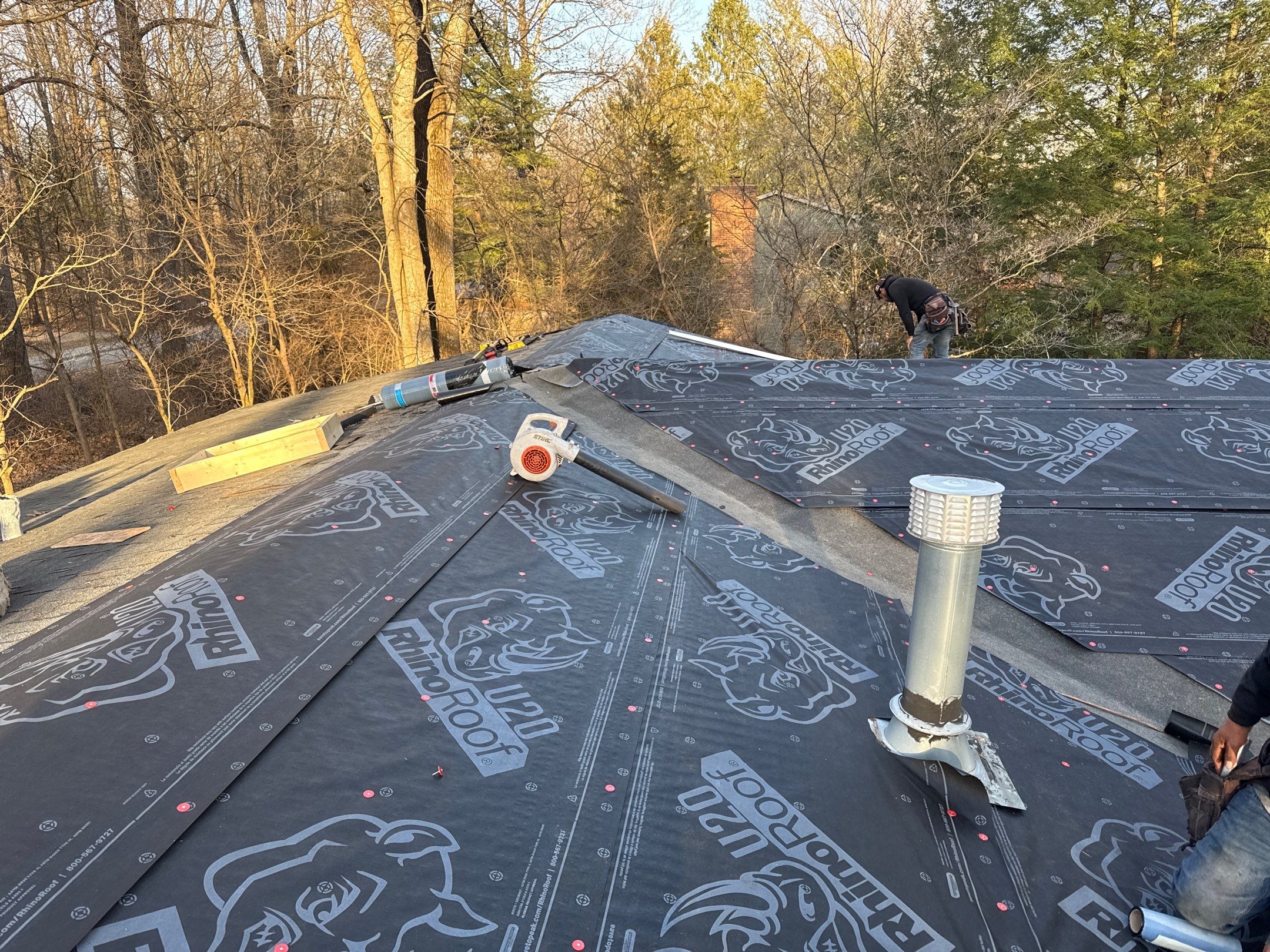 Residential Roofing Installation using Malarkey Vista AR Shingles (Black Oak) by Koontz Construction