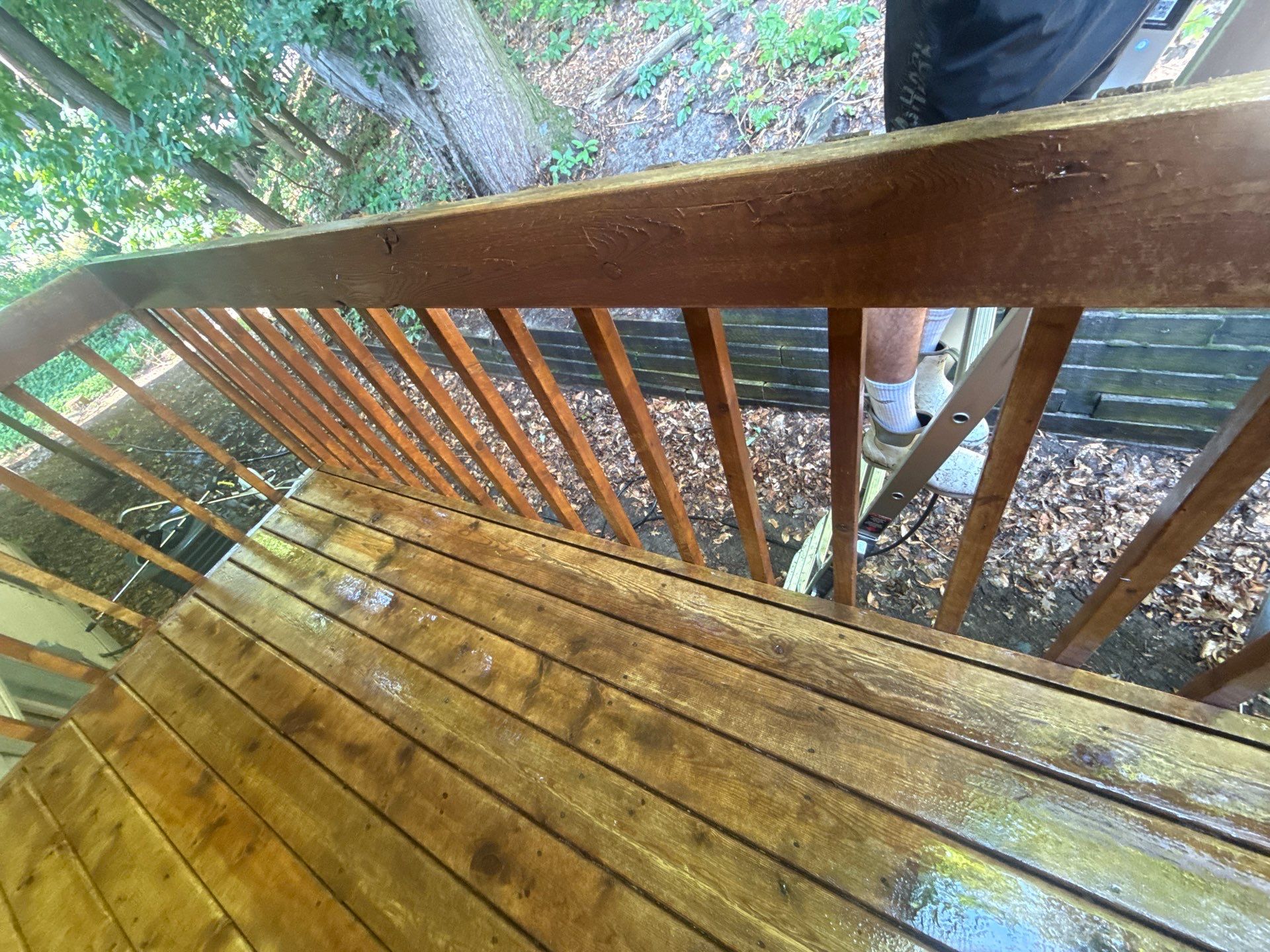 Elevated Wood Deck Restoration and Staining in Spring Lake by Gordon Painting