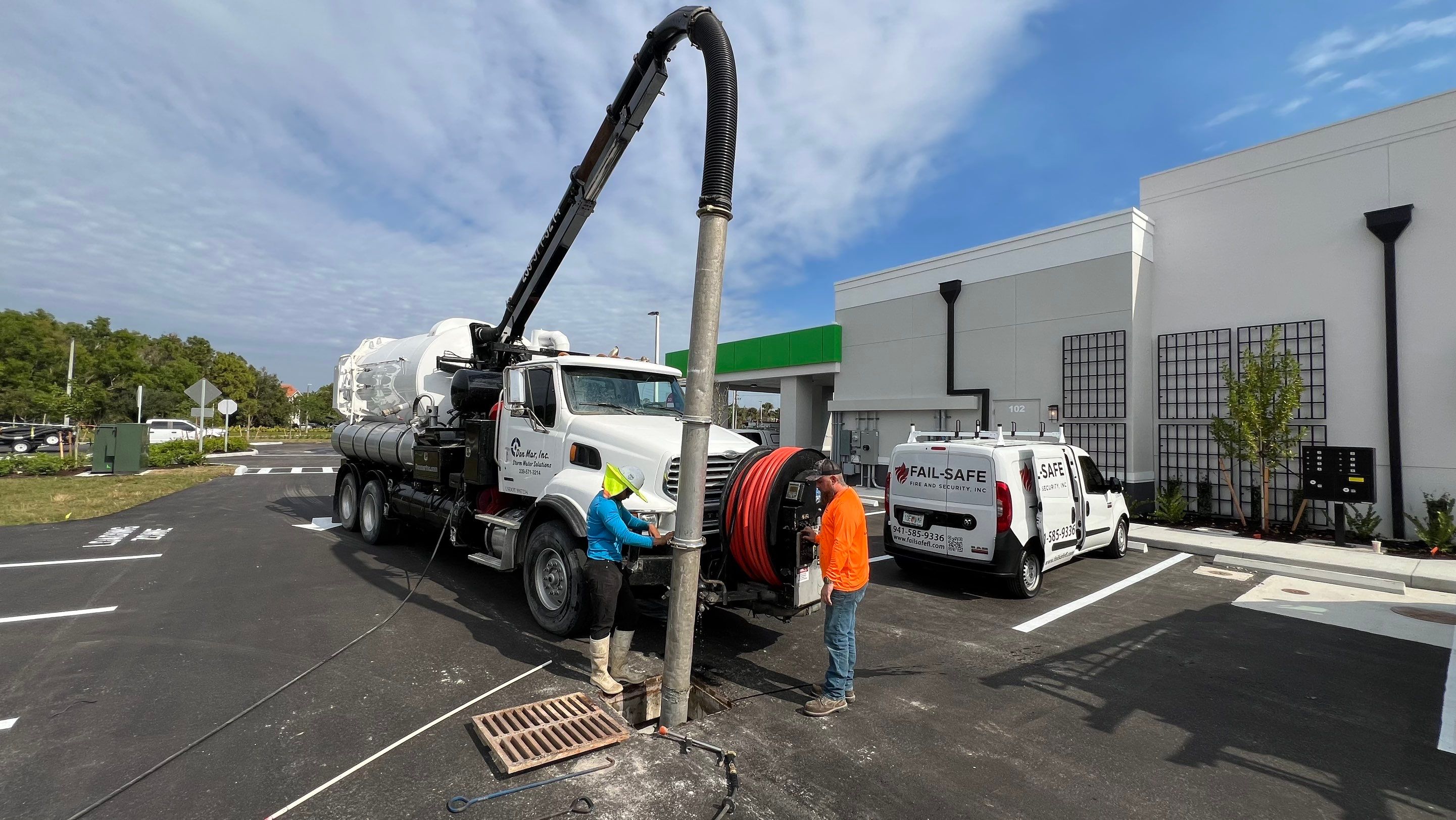 New Construction Commercial Parcel Stormwater System Cleaning by Don Mar, Inc. Storm Water Solutions