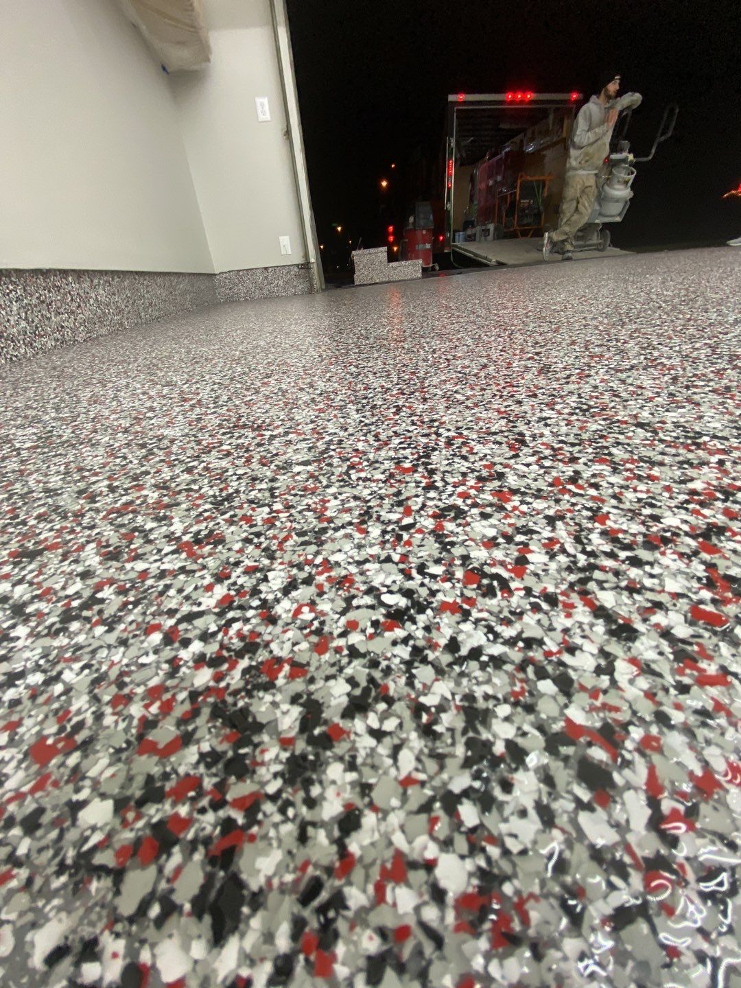 Garage Floor with Stairs using Buckeye and Slate Stone by Your1DayFloor.com