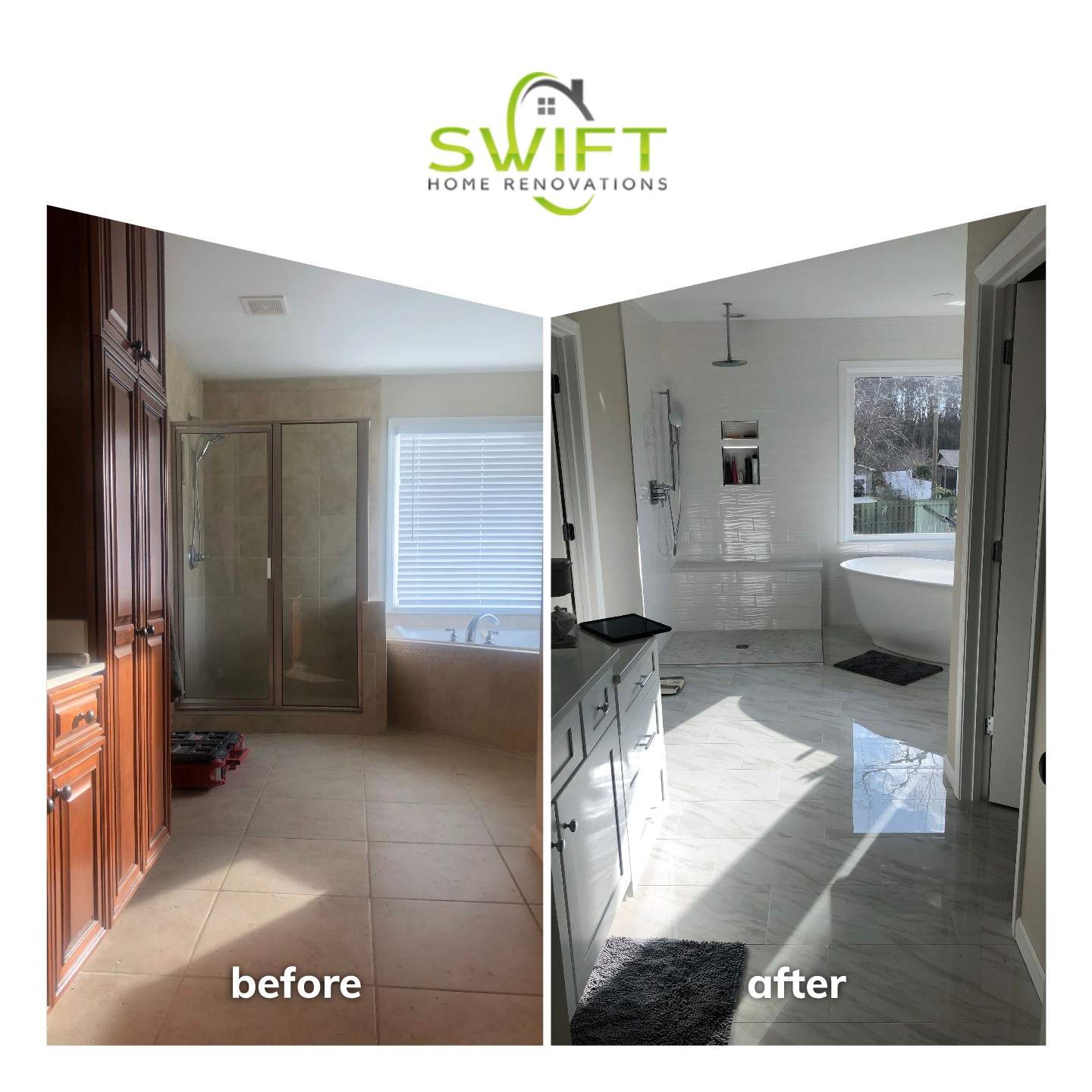 Modern Bathroom Remodel With Freestanding Tub In Marietta by Swift Home Renovations