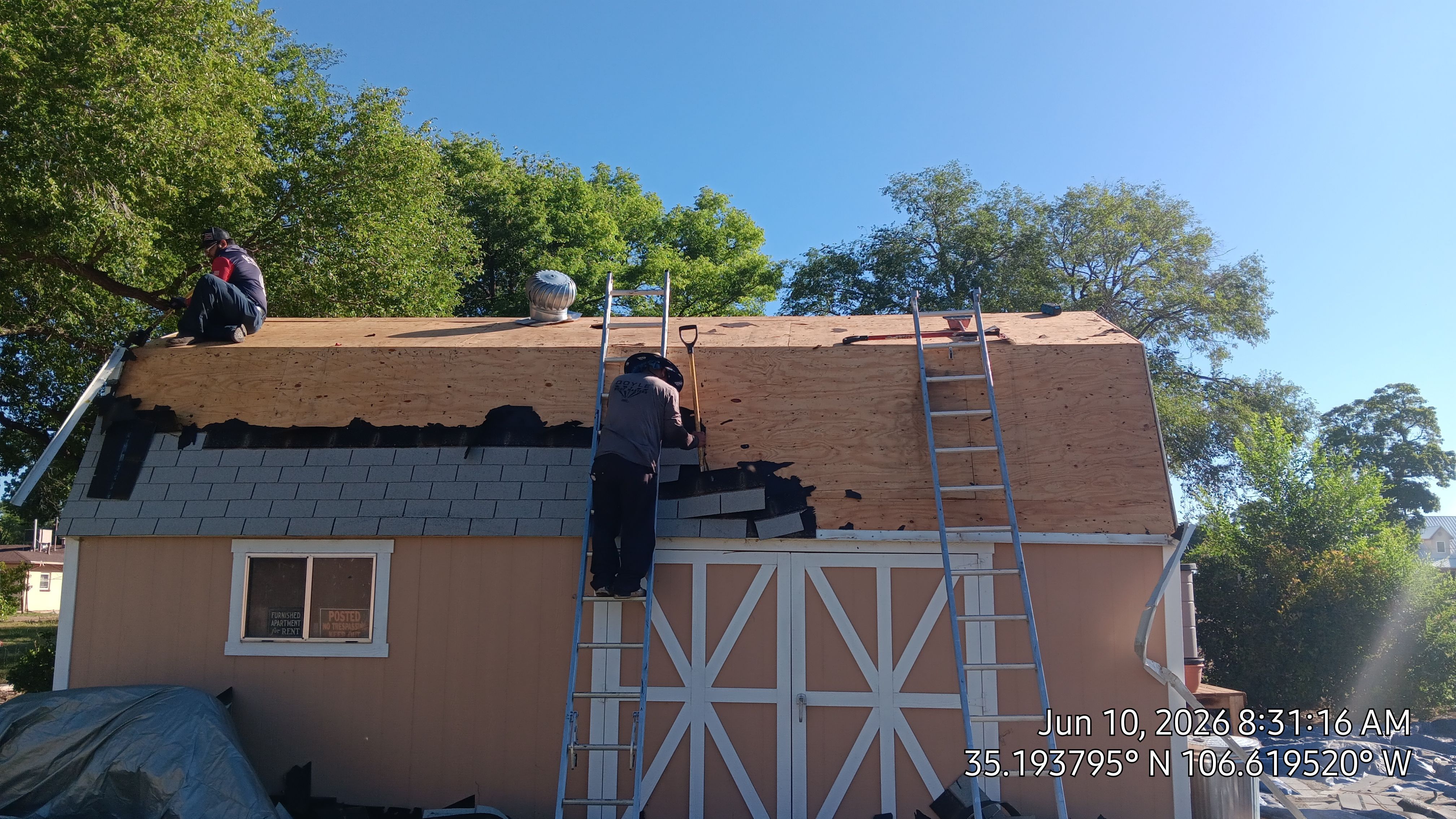 Hawaiian Blue metal Shed roof makeover in the North Valley by Doyle Roof Masters Inc