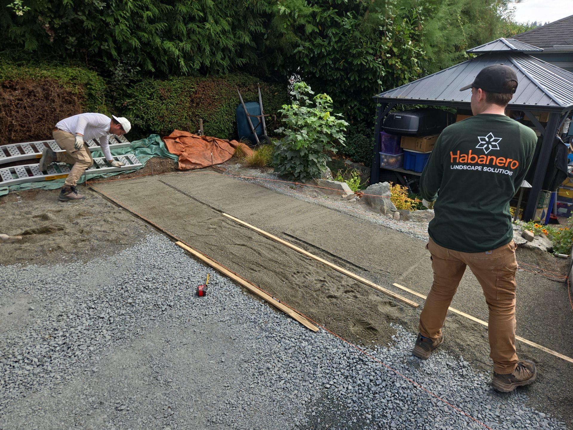 Backyard Transformation — Custom Shed, Paver Patio & Retaining Wall by Habanero Garden and Exterior Care