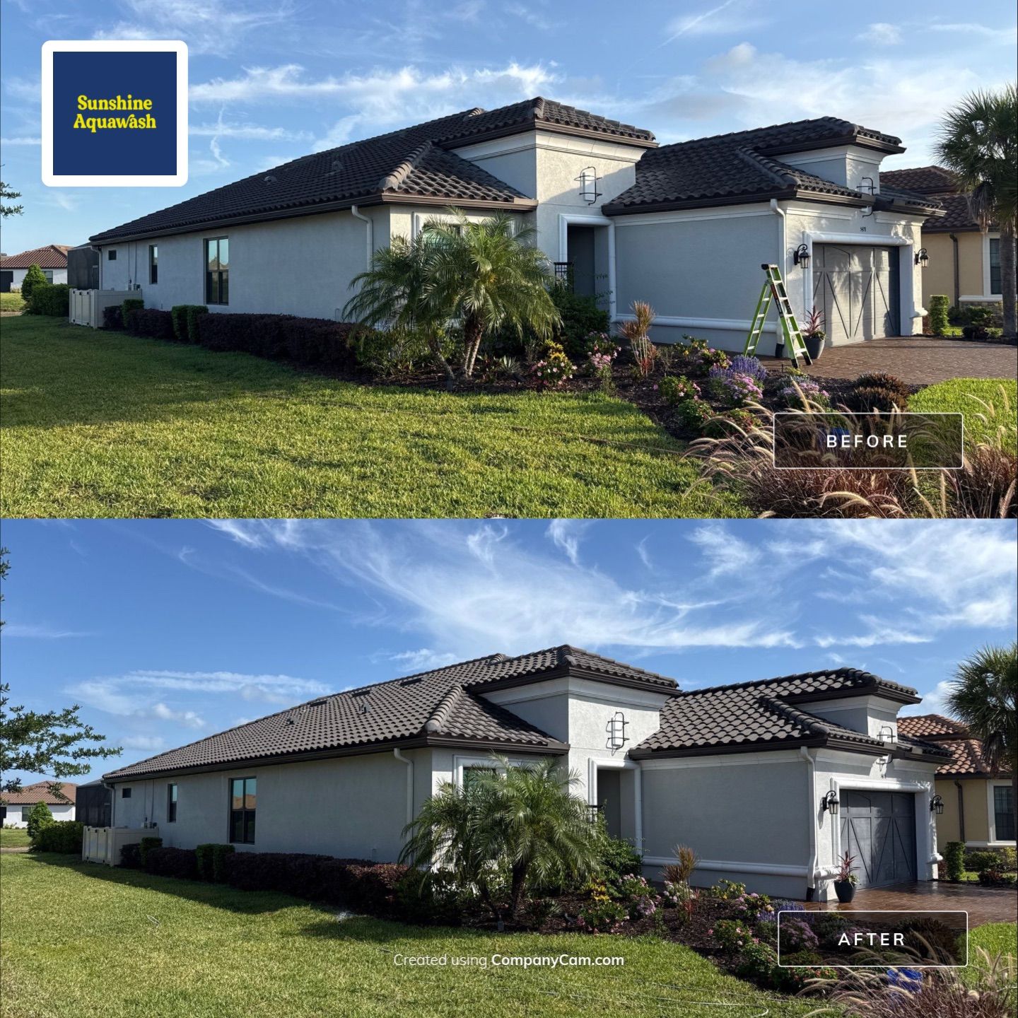 Barrel Tile Roof Cleaning in Artisan Lakes, Palmetto, FL | No Roof Walking on Roof by Sunshine AquaWash