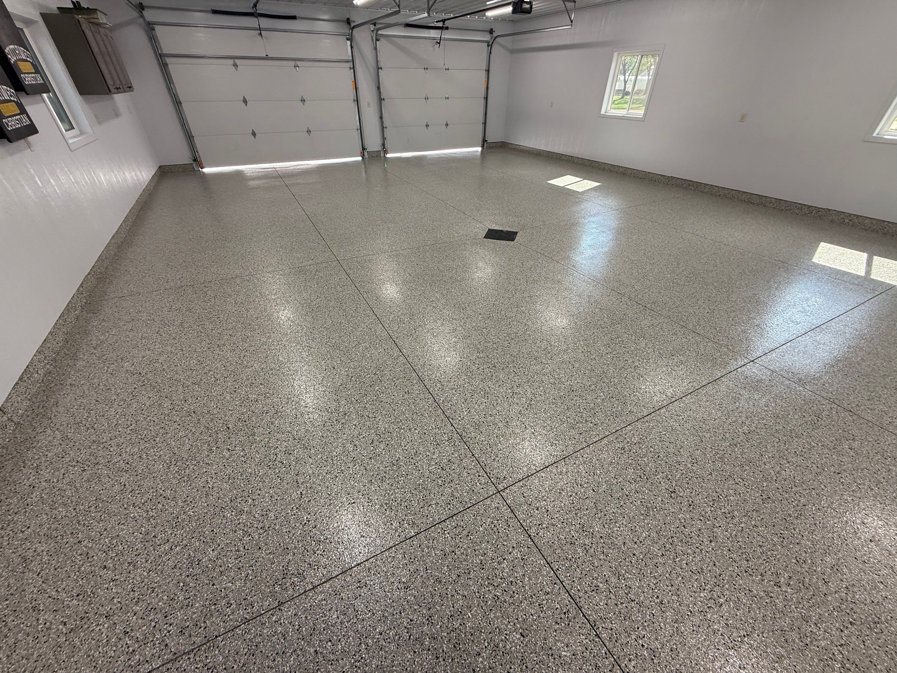 Speckled Epoxy Concrete Coating for Edgerton Garage Floor by Select Painting, Coatings & Garage Cabinets