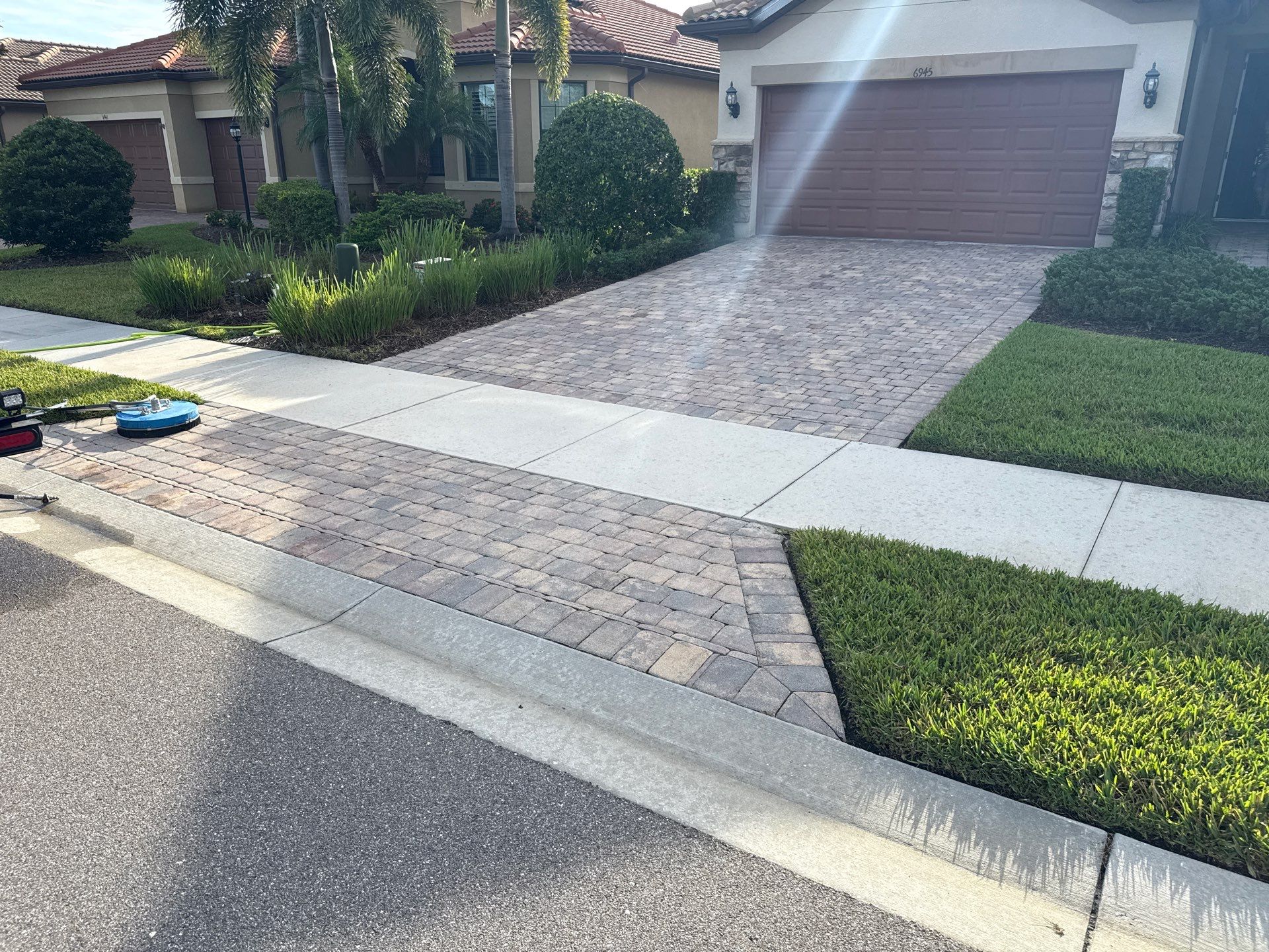 Paver Driveway & Sidewalk Cleaning – Del Webb Community, Lakewood Ranch, FL by Sunshine AquaWash