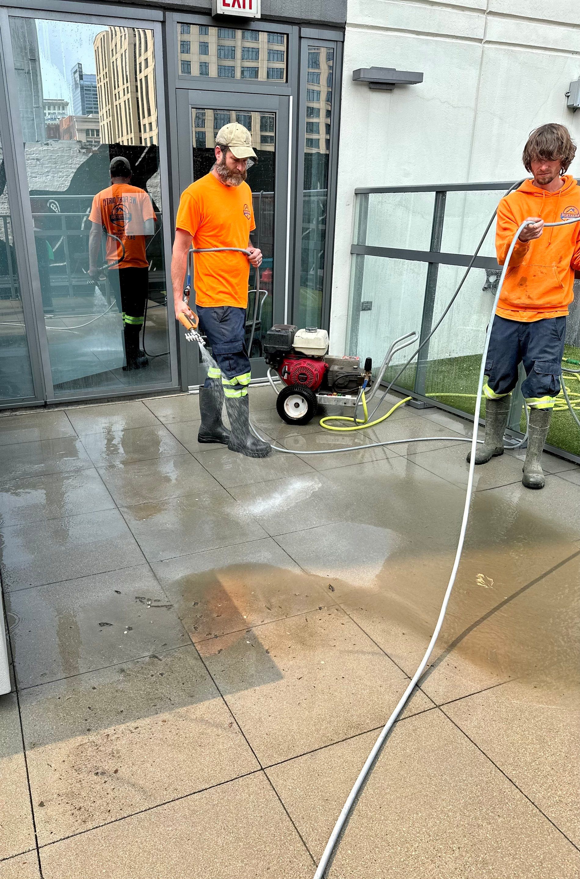 Chicago, IL Annual rooftop and sidewalk cleaning by Northern Power Washing LLC.