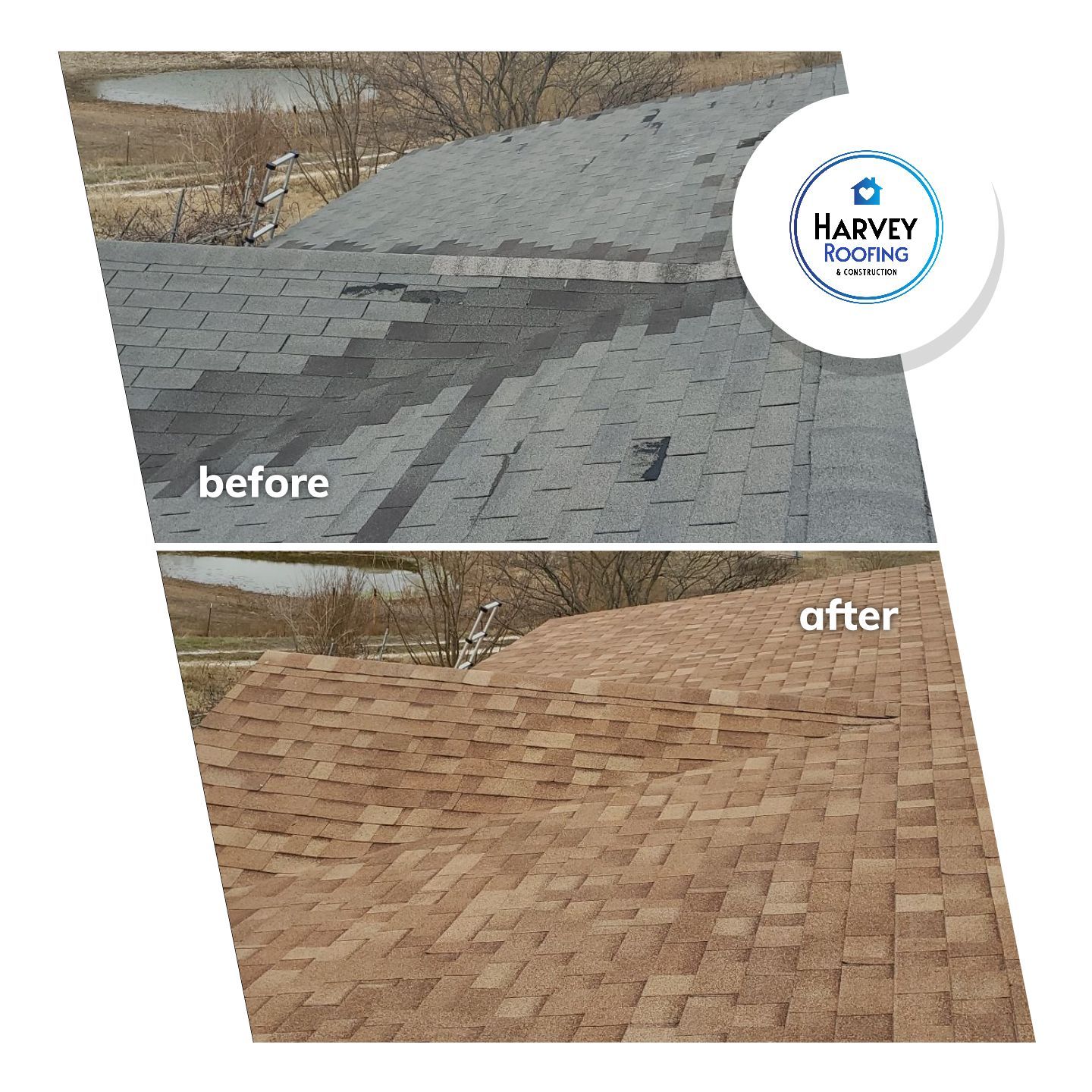 Residential Roofing Installation using Roofing Shingles by Harvey Roofing & Construction