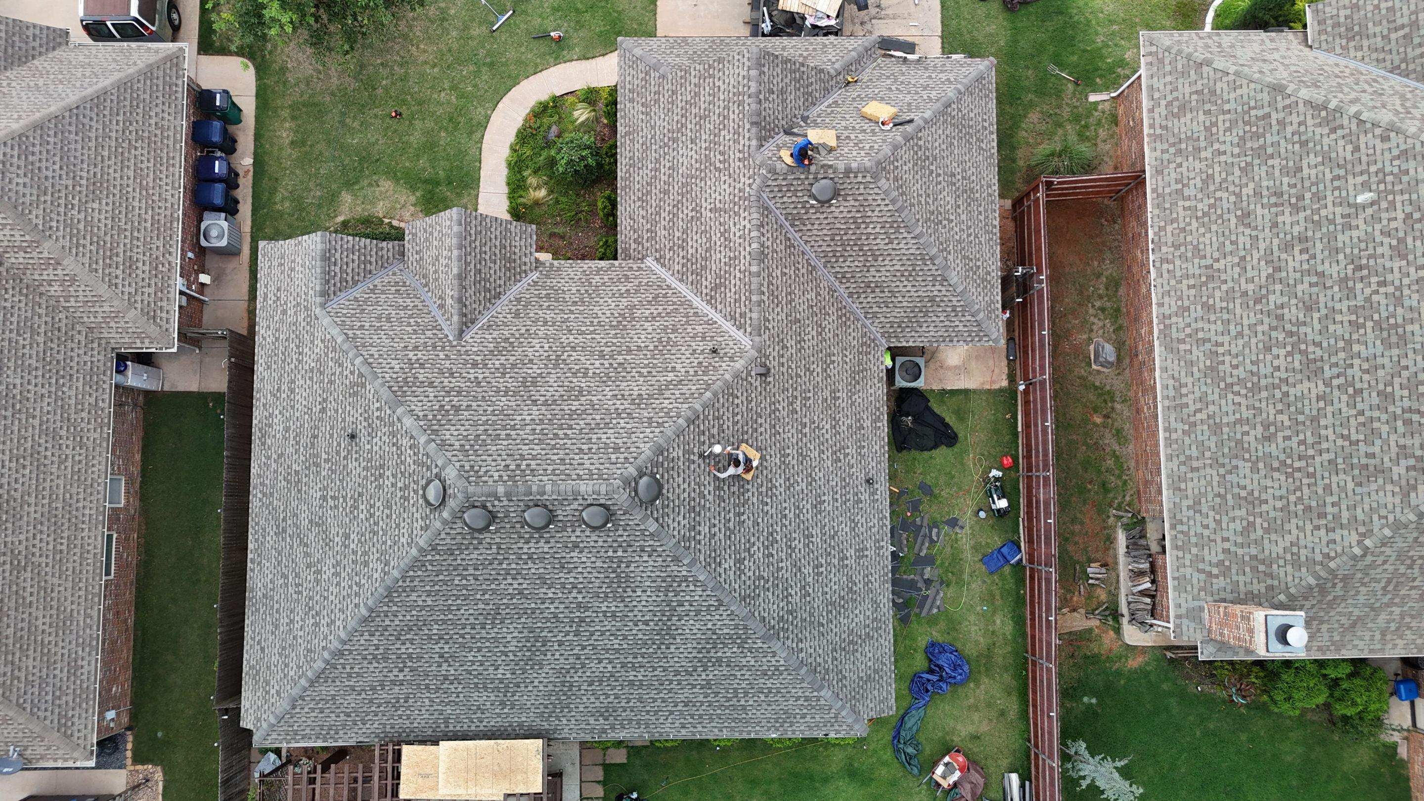 GAF Architectural Shingle Roof Replacement and Decking Repair in Mustang by 5Coat Roofing & Construction