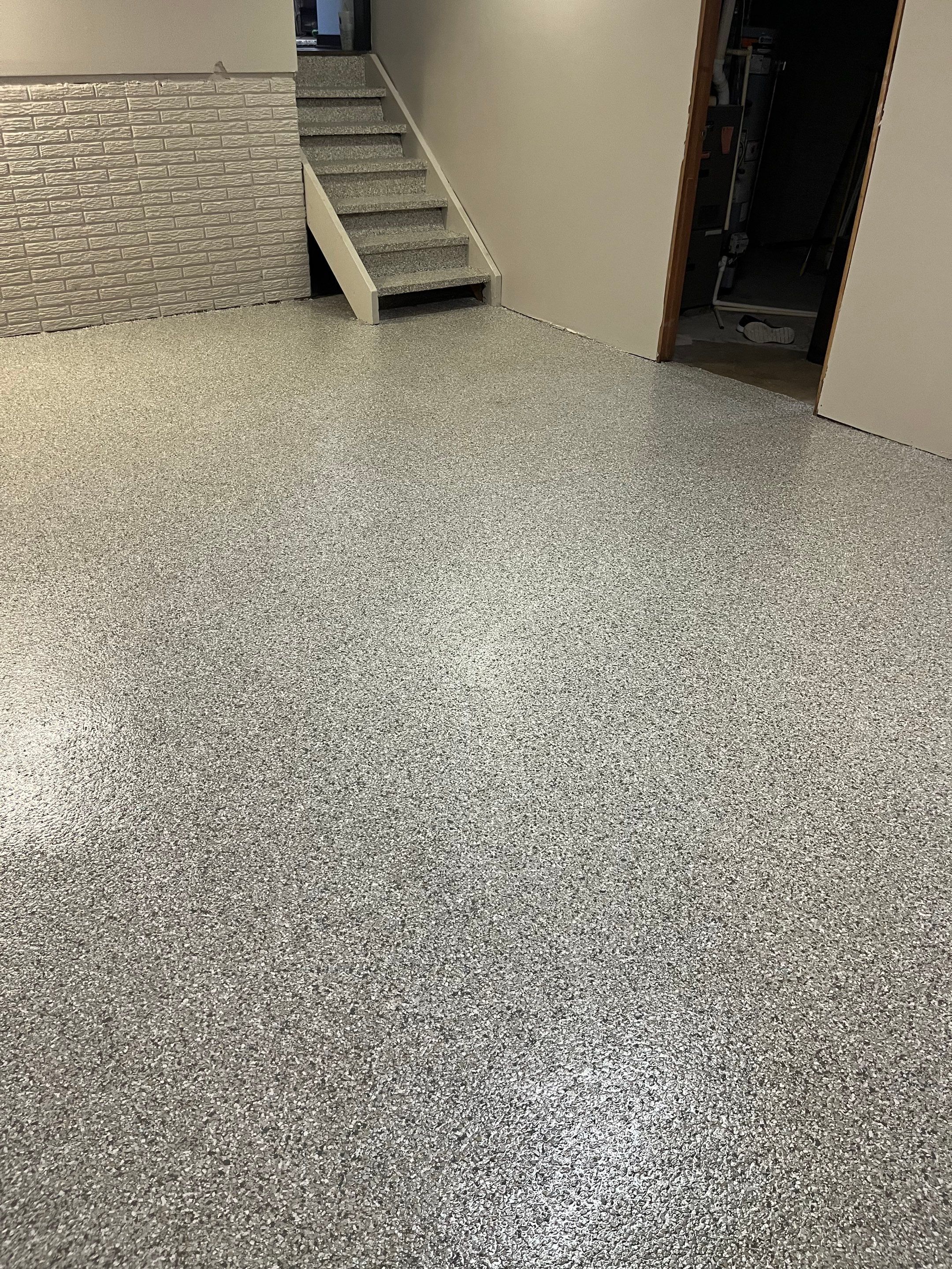 Basement Concrete Coating using Mount Everest Flakes by Revival Concrete Coatings
