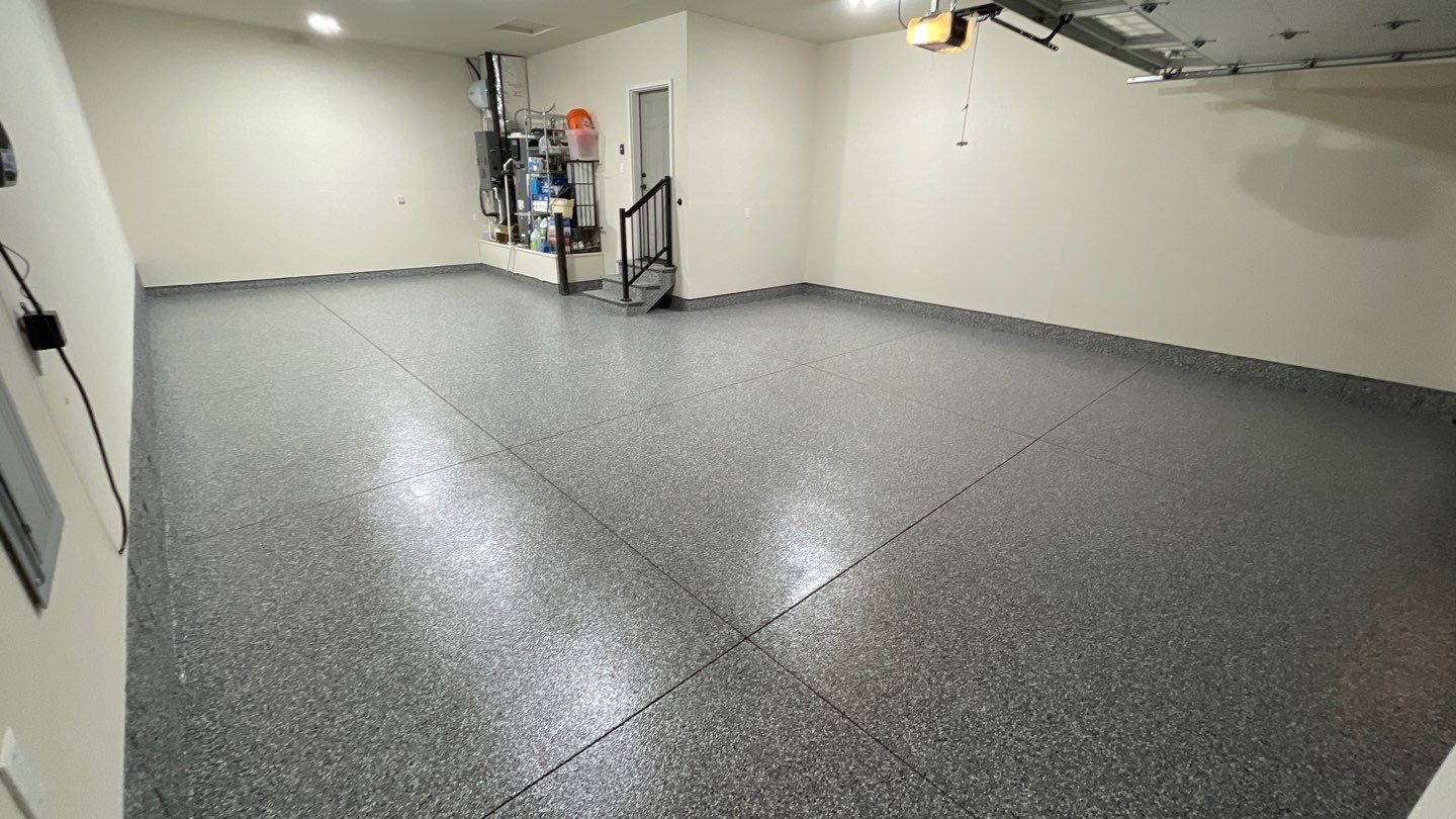 Garage Transformation using Smoke Colorway by Croc Coatings, LLC