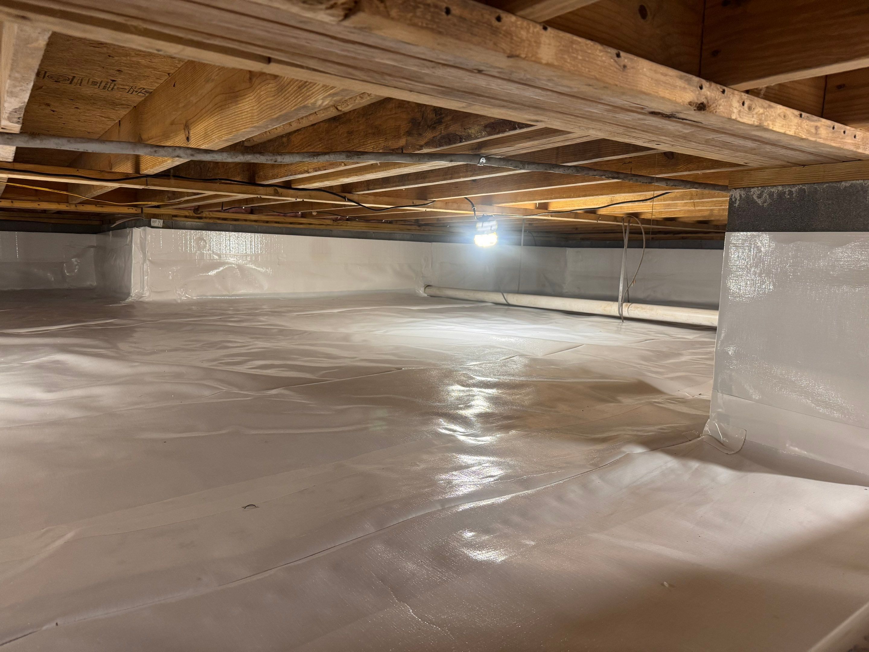 Premium Encapsulation with 20Mil, Borafoam insulation and Light System. by Impact Crawlspace