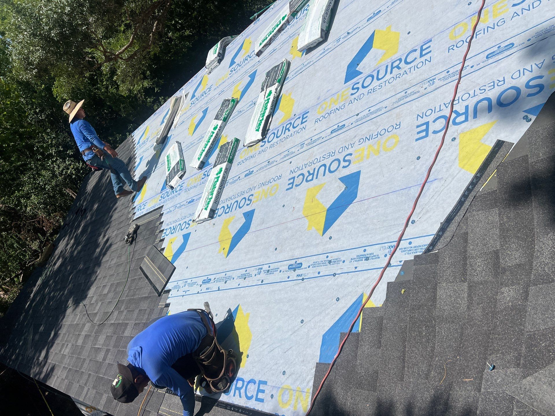 Residential Roofing Installation using Malarkey Highlander Brilliant Black by OneSource Roofing and Restoration