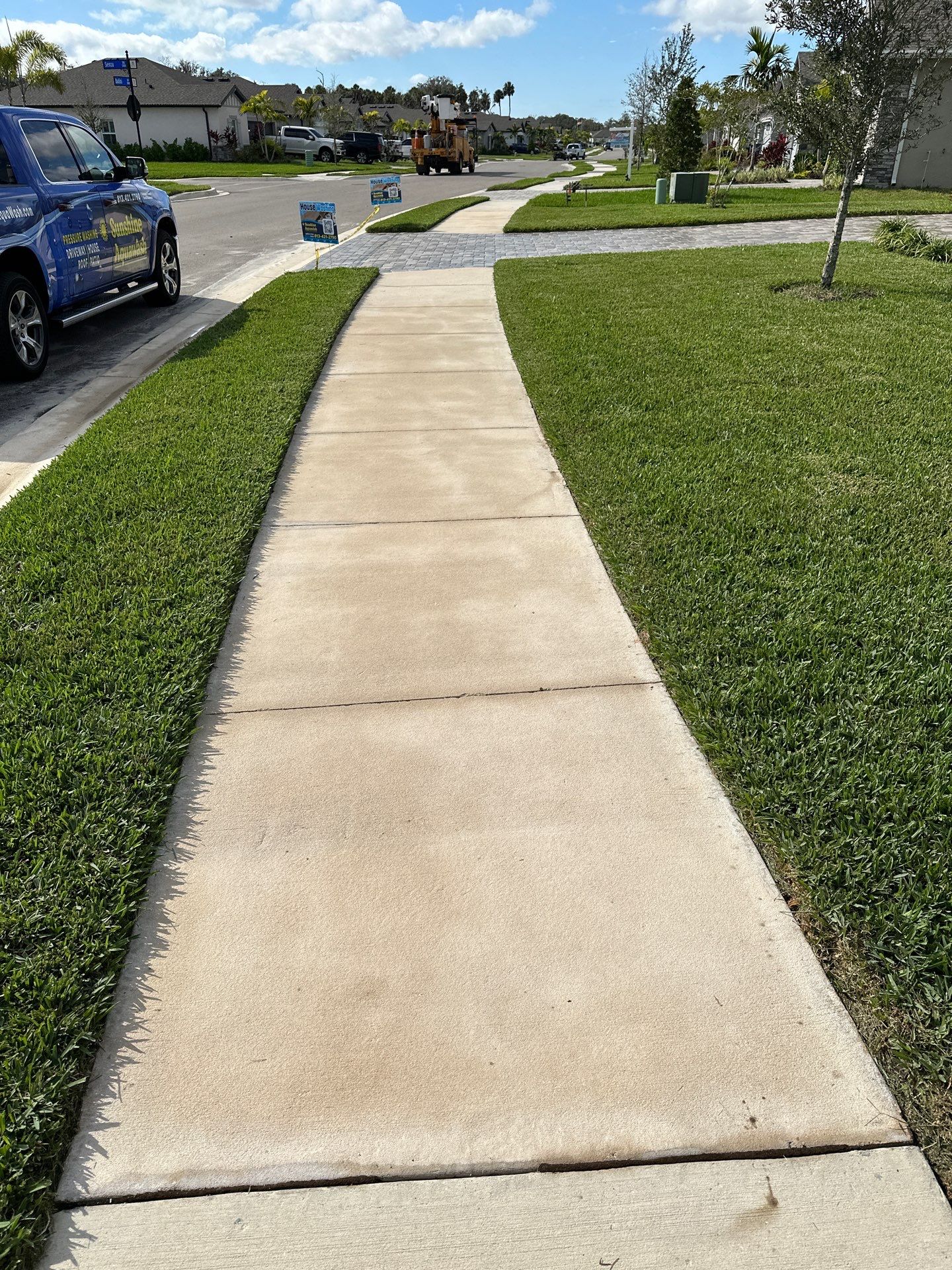 House Wash, Paver Driveway & Sidewalk Cleaning + Sanding & Sealing in Trevesta Community, Palmetto, FL by Sunshine AquaWash
