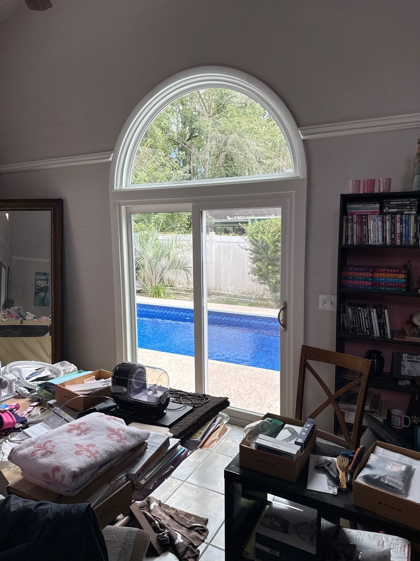 Custom Arched Transom and Sliding Patio Door Replacement in Gainesville by Windows & Doors Store