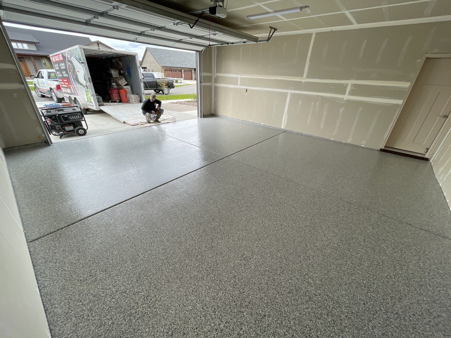 Garage Transformation using Slate Stone by Croc Coatings, LLC