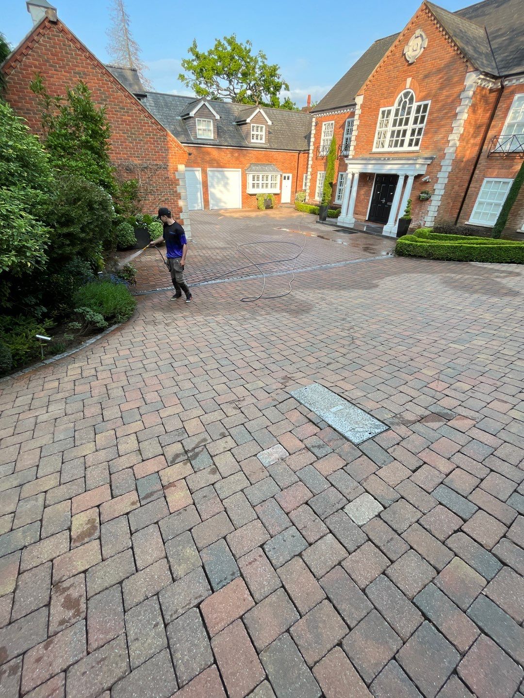Driveway and stonework cleaning. using honda 21 ltr/min by Ges Exterior Cleaning ltd