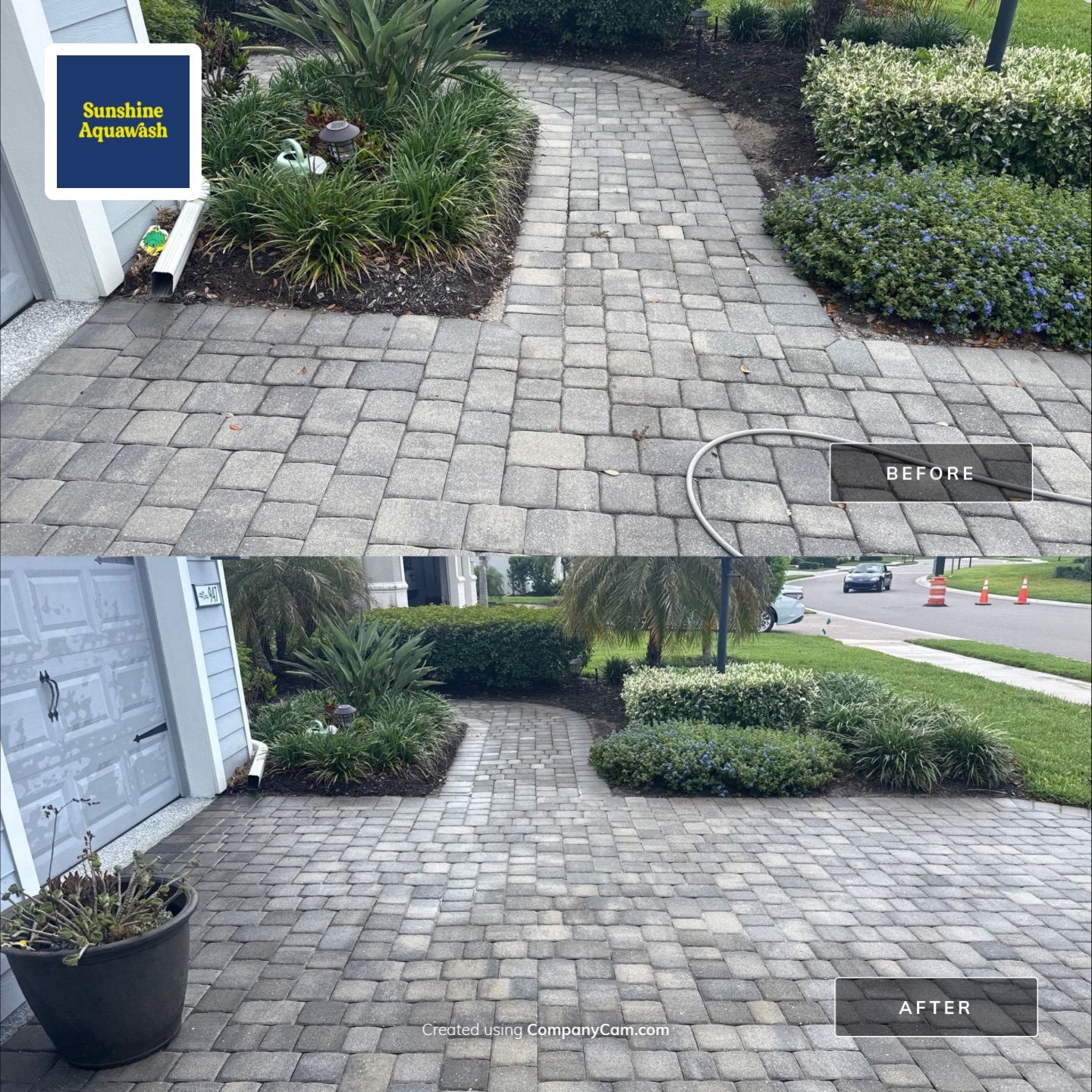 Paver Driveway, Entryway & Sidewalk Cleaning in River Wind – Bradenton, FL by Sunshine AquaWash