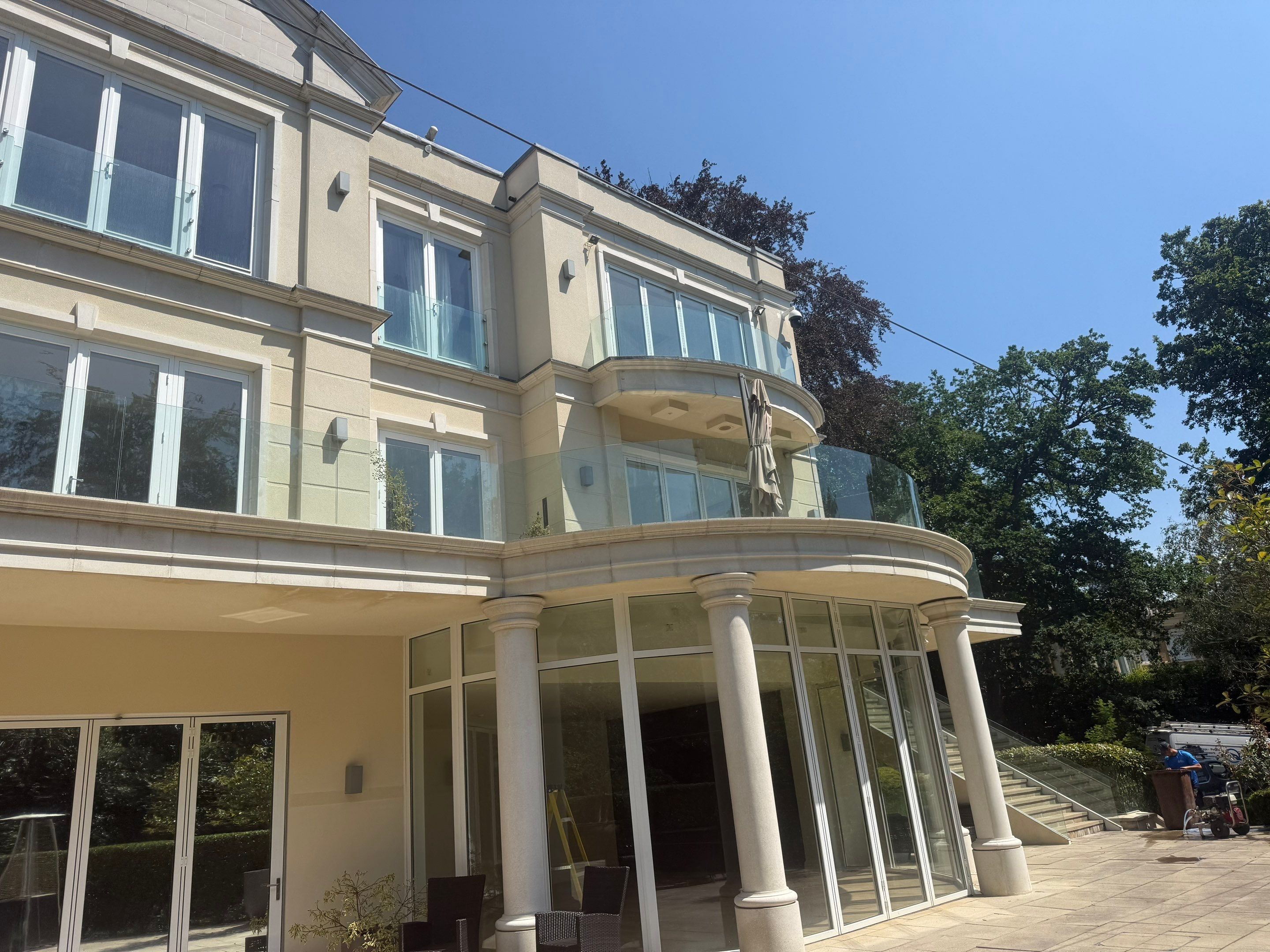 Full Exterior Cleaning of a Neoclassical Estate in Weybridge by Ges Exterior Cleaning ltd