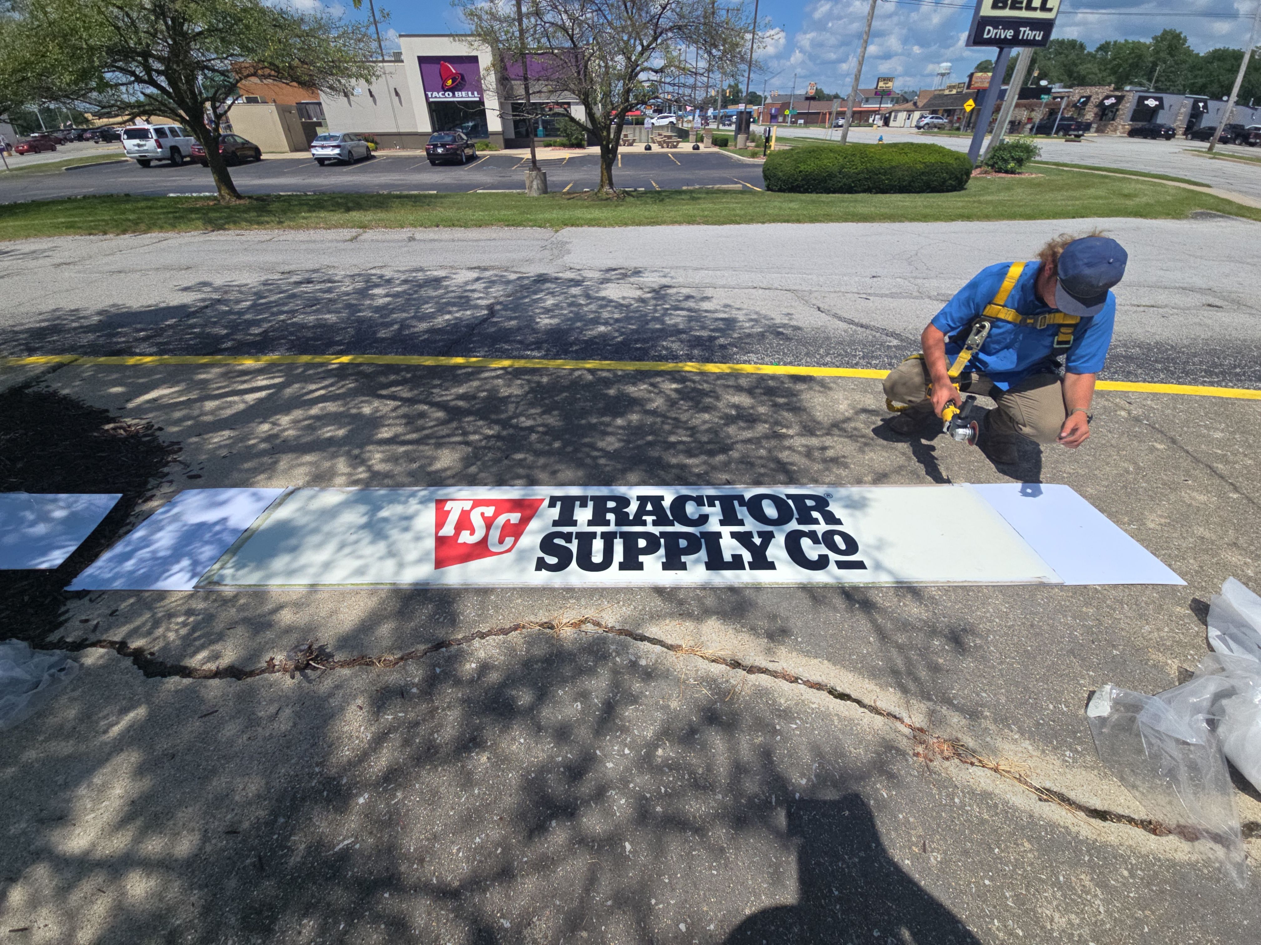 Commercial Building Signage and Exterior Lighting Installation in Knox by Hayes Design co