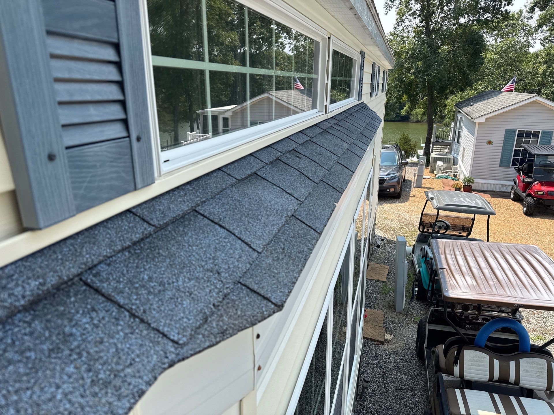 White Standing Seam Metal Roof Installation in Wake, VA by Cade Construction