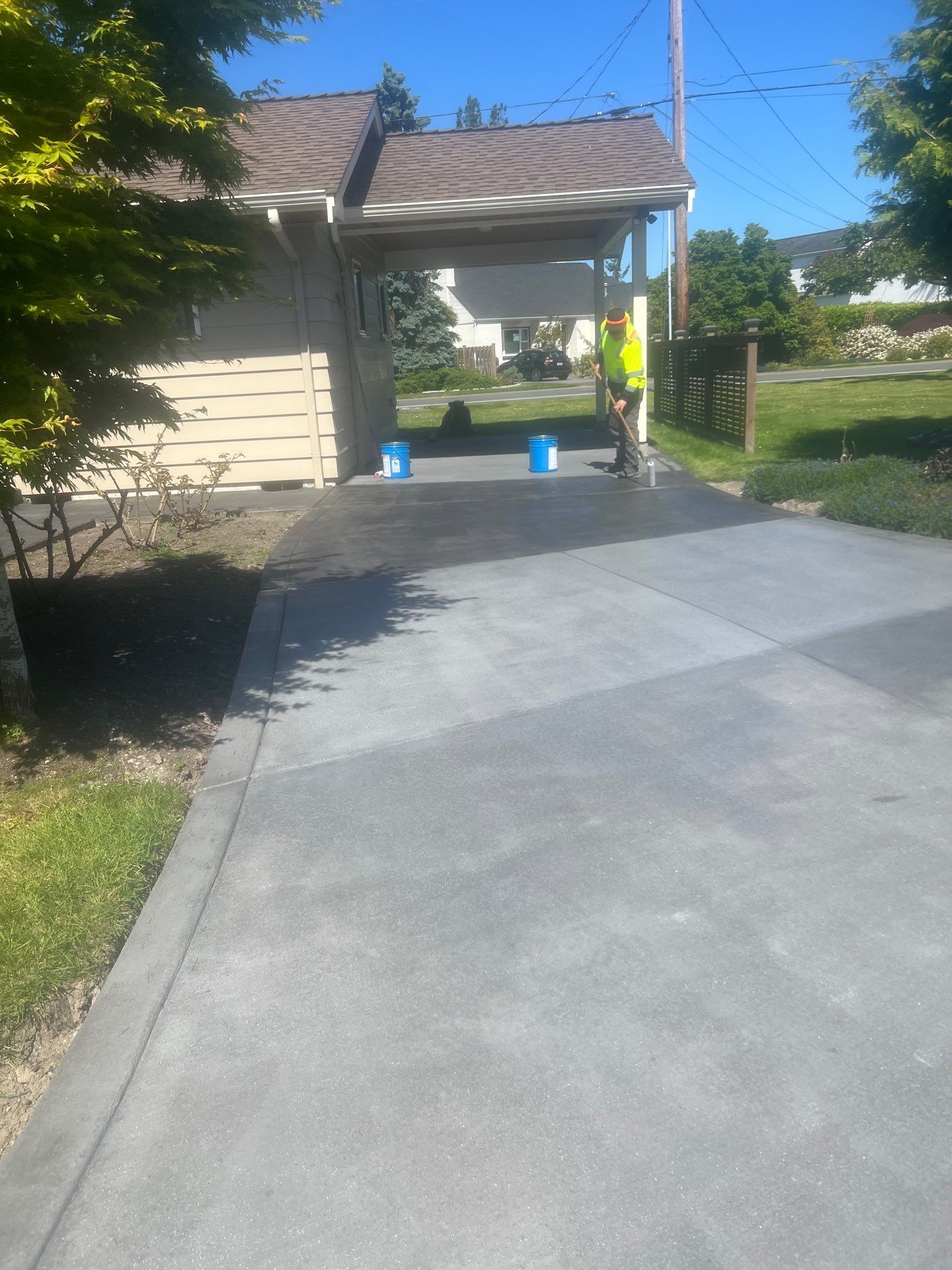 Colored Concrete Driveway Repair with Sealer| Everett    by Jireh Asphalt & Concrete Inc 