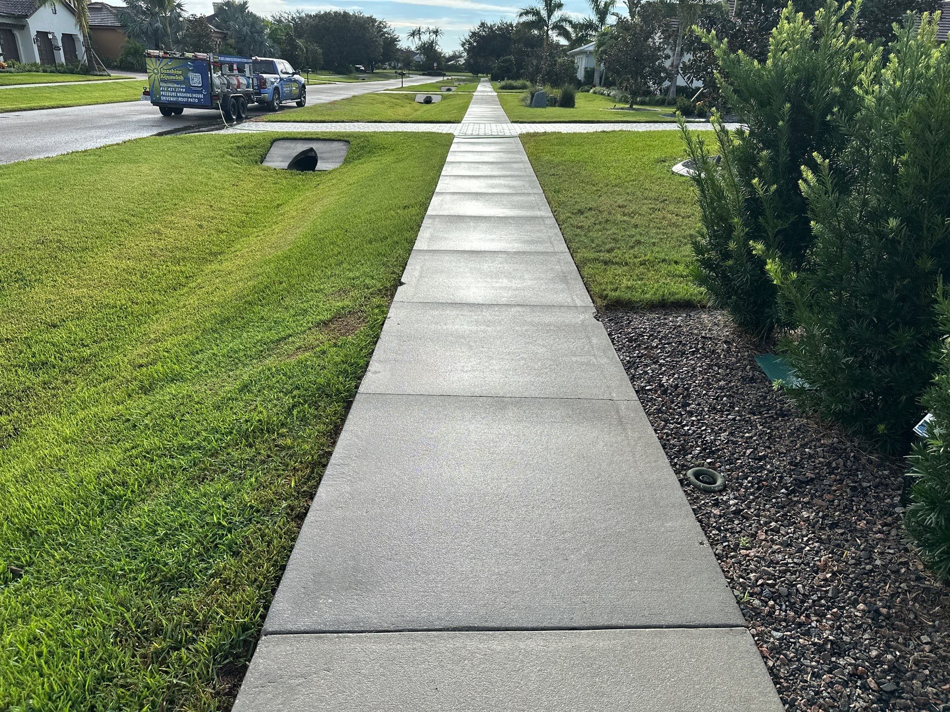 Paver Driveway, Sidewalk, and Culvert Cleaning in Winding River Community, Bradenton, FL by Sunshine AquaWash