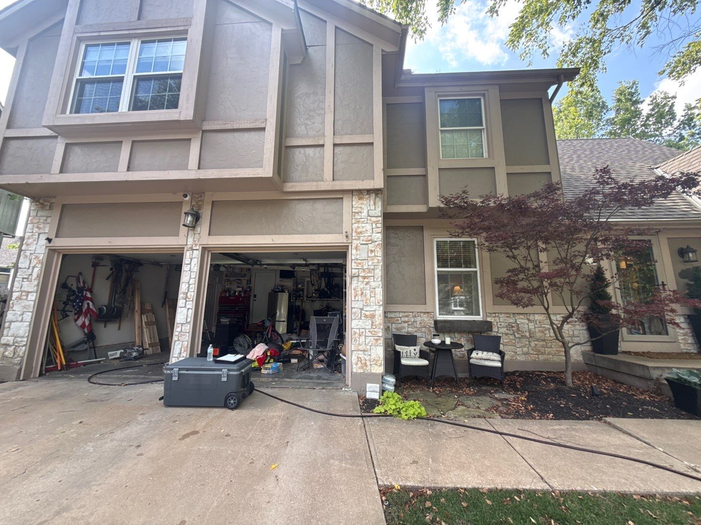 Shoji White Exterior Painting and Comprehensive Wood Rot Repair in Overland Park by Cougar Painting