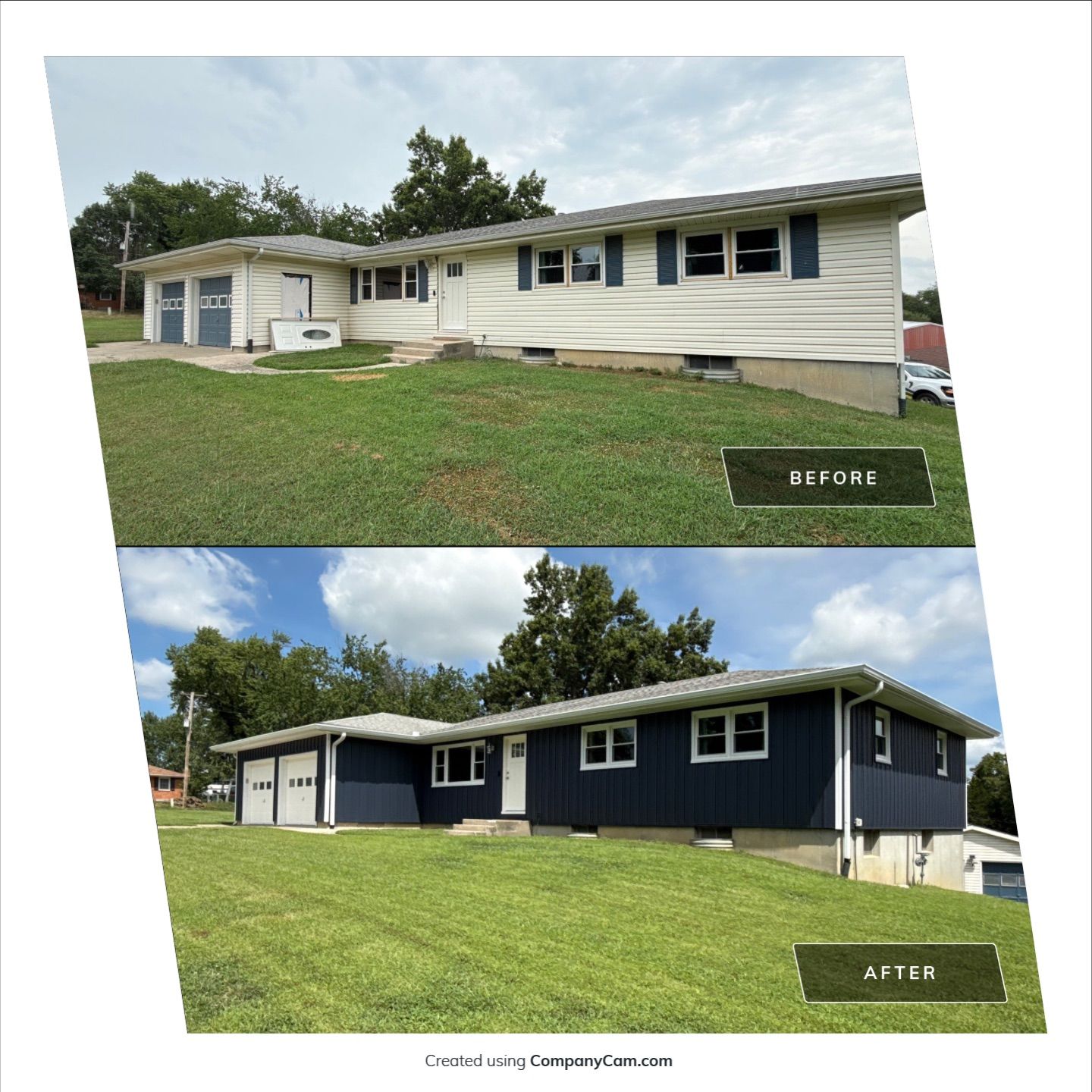 Indigo Board and Batten Siding and Window Replacement in Smithville by EEC Windows, Siding & Roofing
