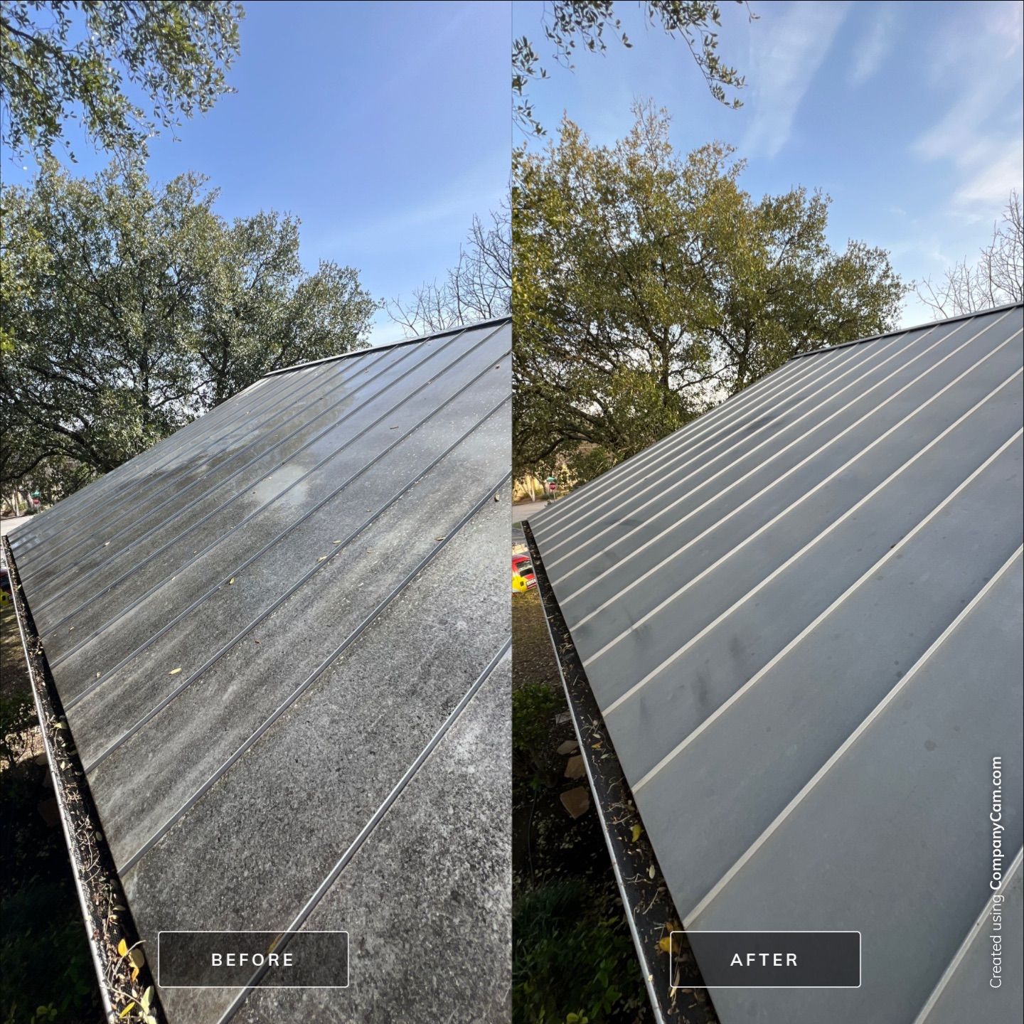 Metal Roof Wash Project in San Antonio by Bright Choice