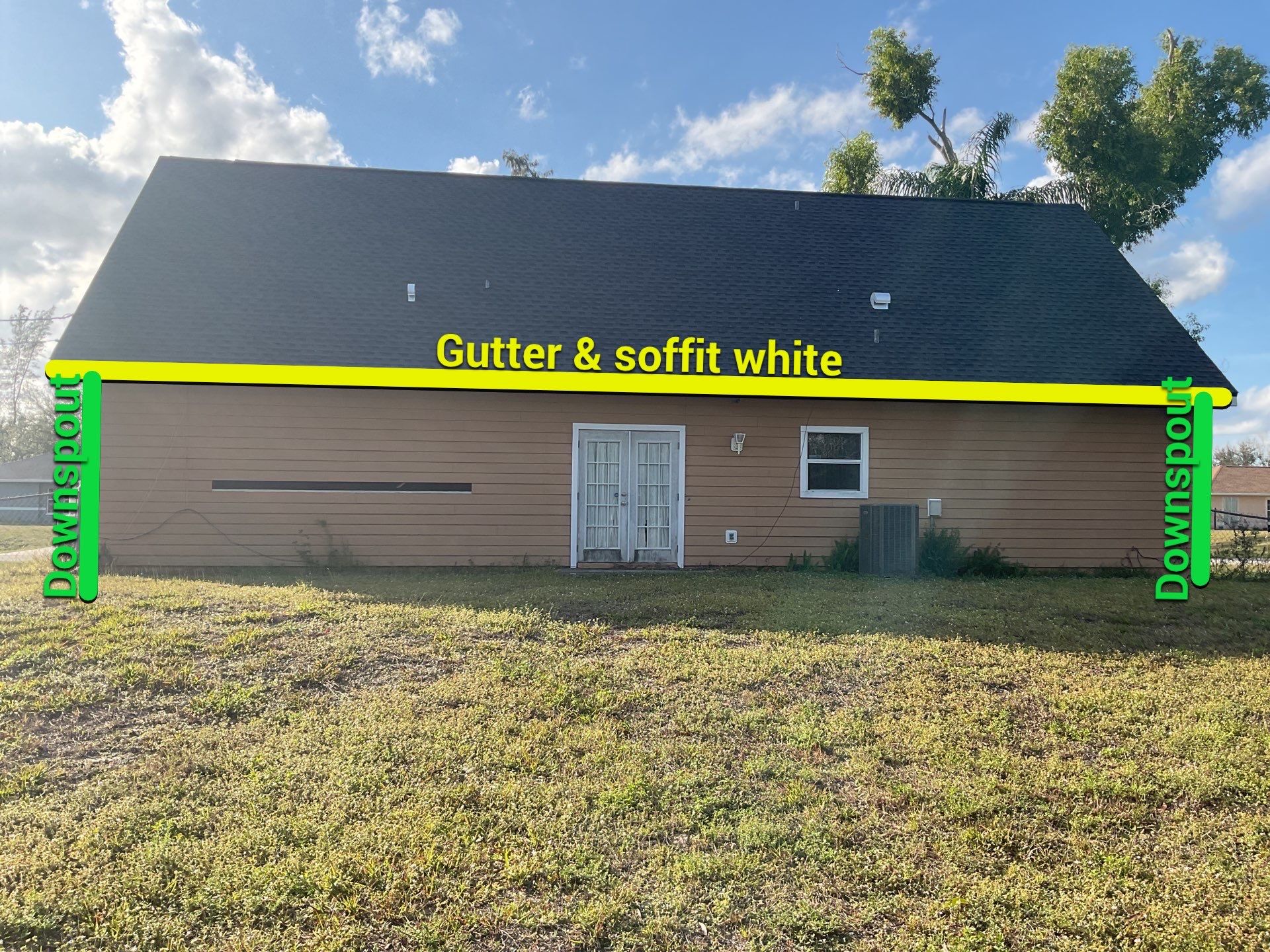 Soffit & Fascia White + New Downspouts by Gutter Professors
