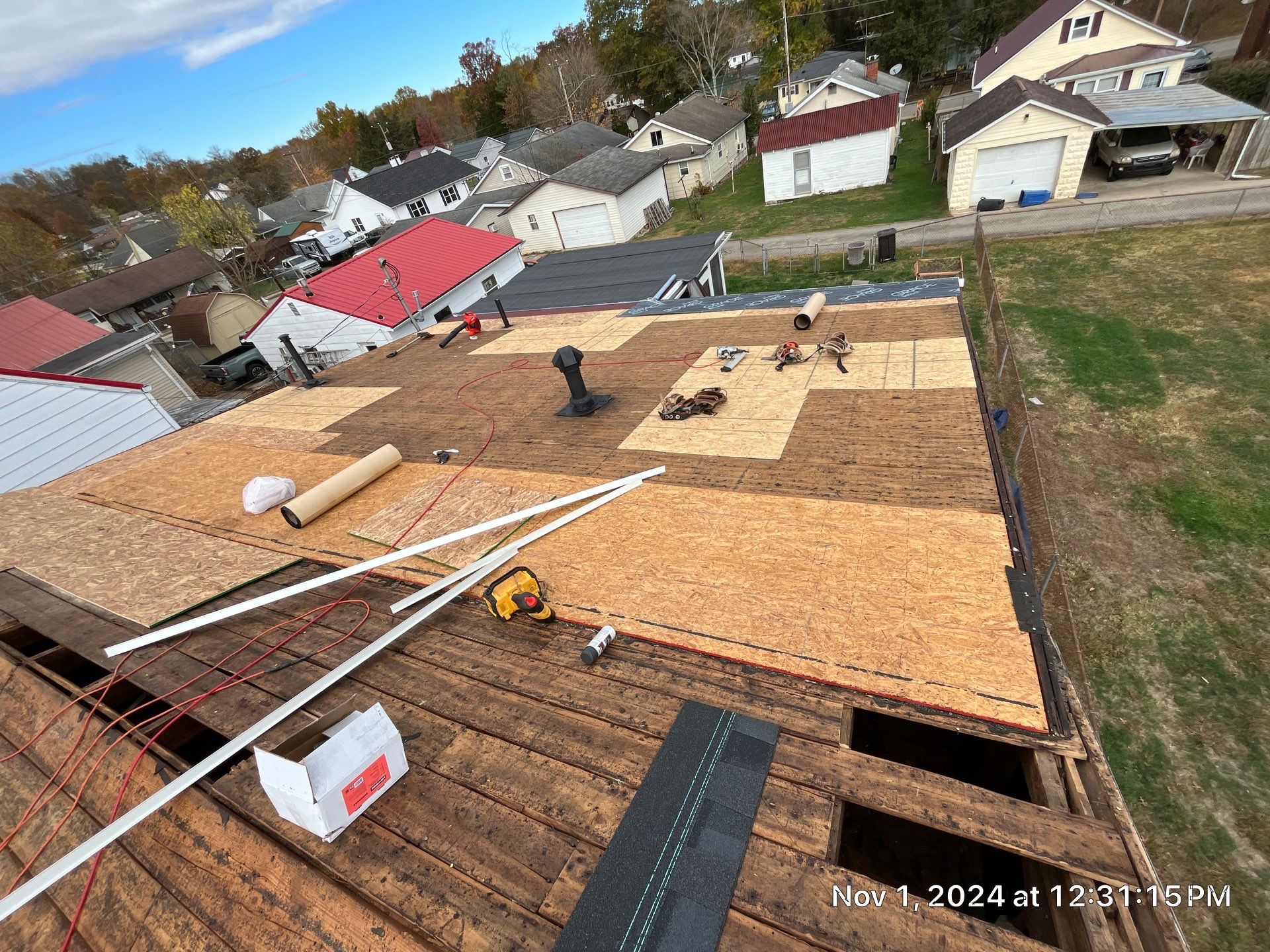 Residential Roofing Installation using Certainteed Landmark Pro Shingles blue by Fahey Roofing + Contracting