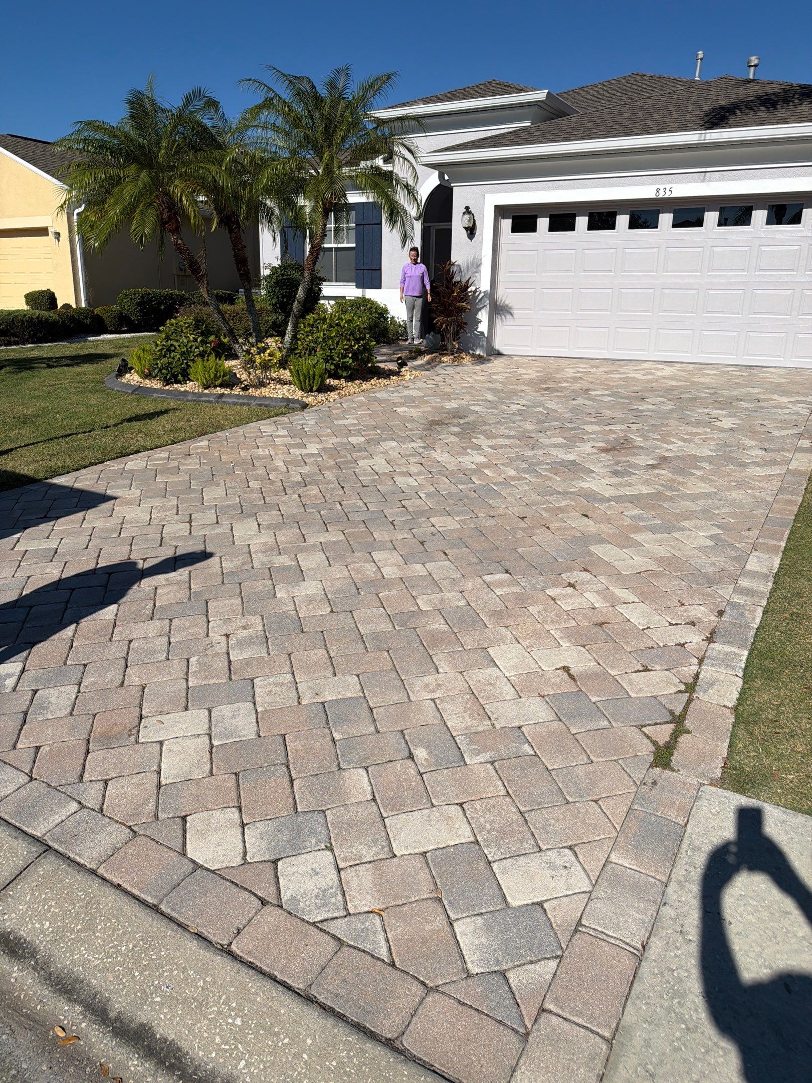 Herringbone Paver Driveway Repair, Stripping and Sealing in Sun City Center by Supreme Paver Experts