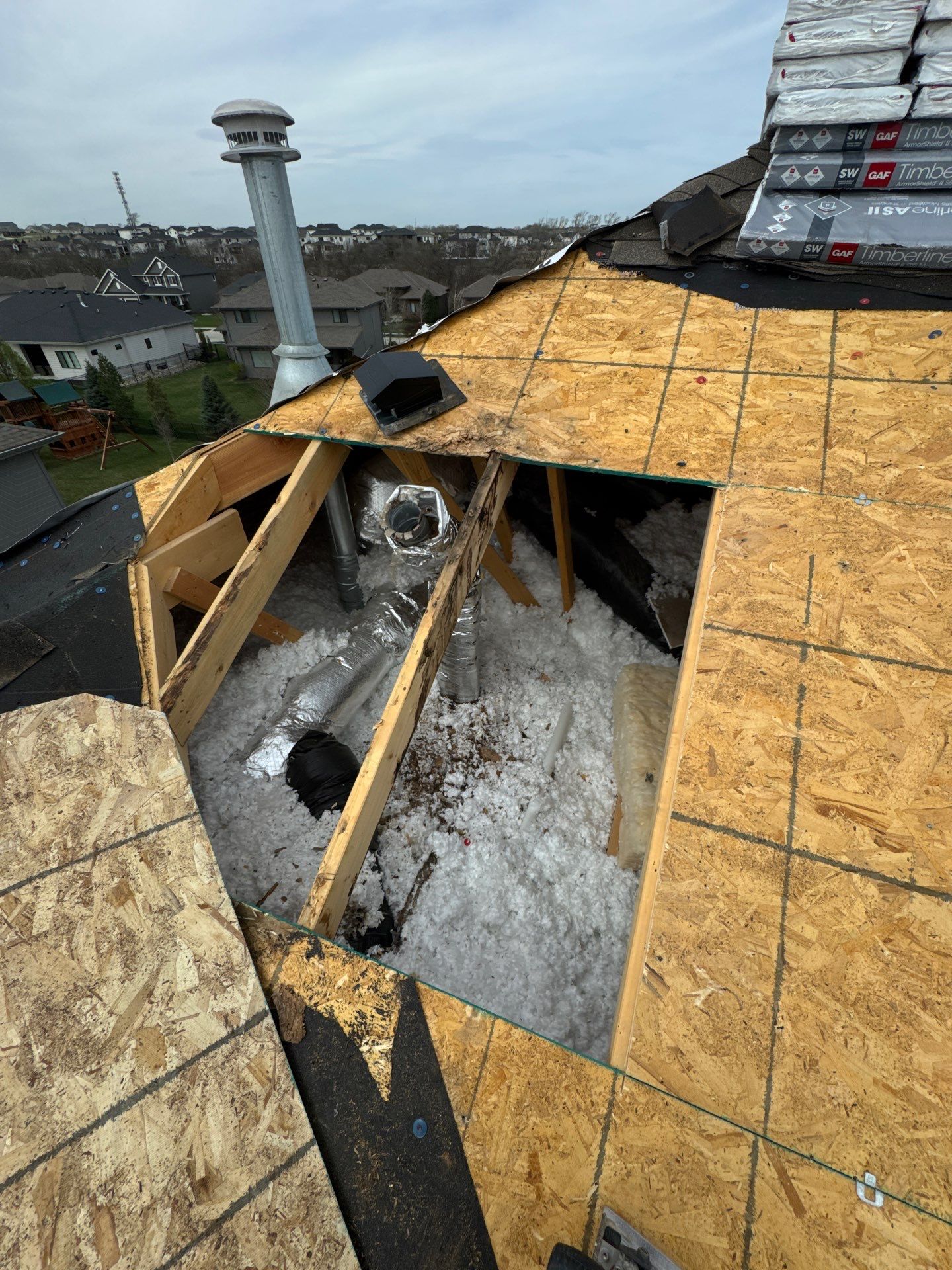 Residential Roof Restoration and Interior Ceiling Leak Repair in Omaha by Crows Roofing LLC