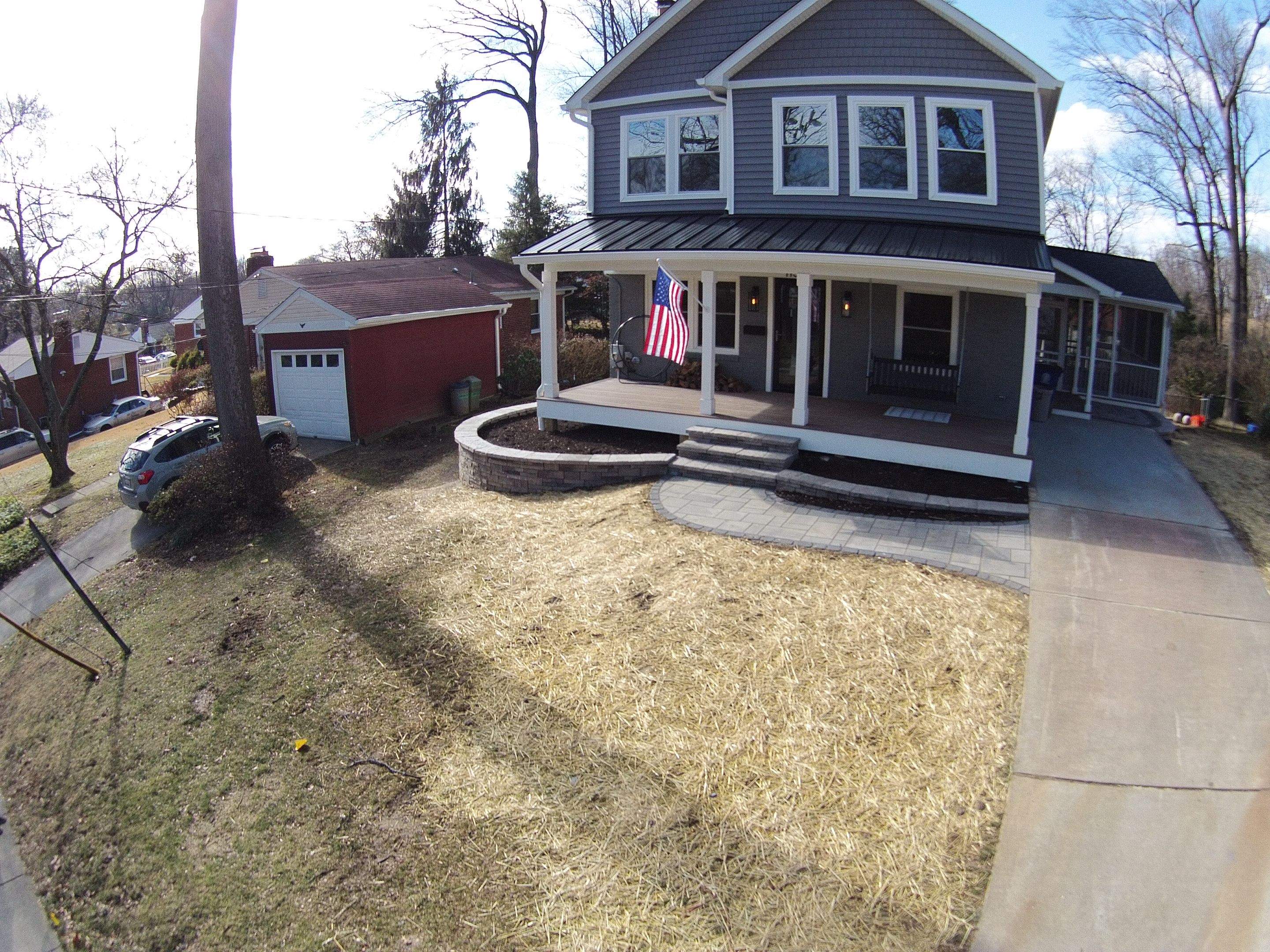 Retaining wall, walkway, small patio and landscape install by The Smet Companies, LLC