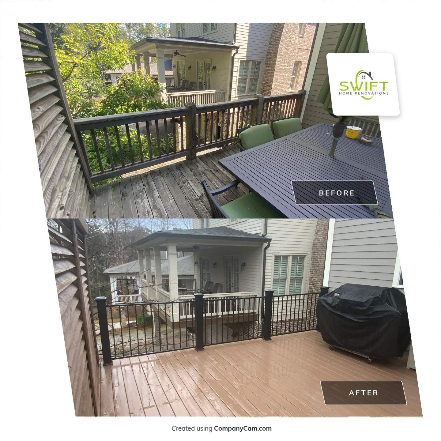 Modern Black Metal Railing and Composite Deck Upgrade in Norcross by Swift Home Renovations