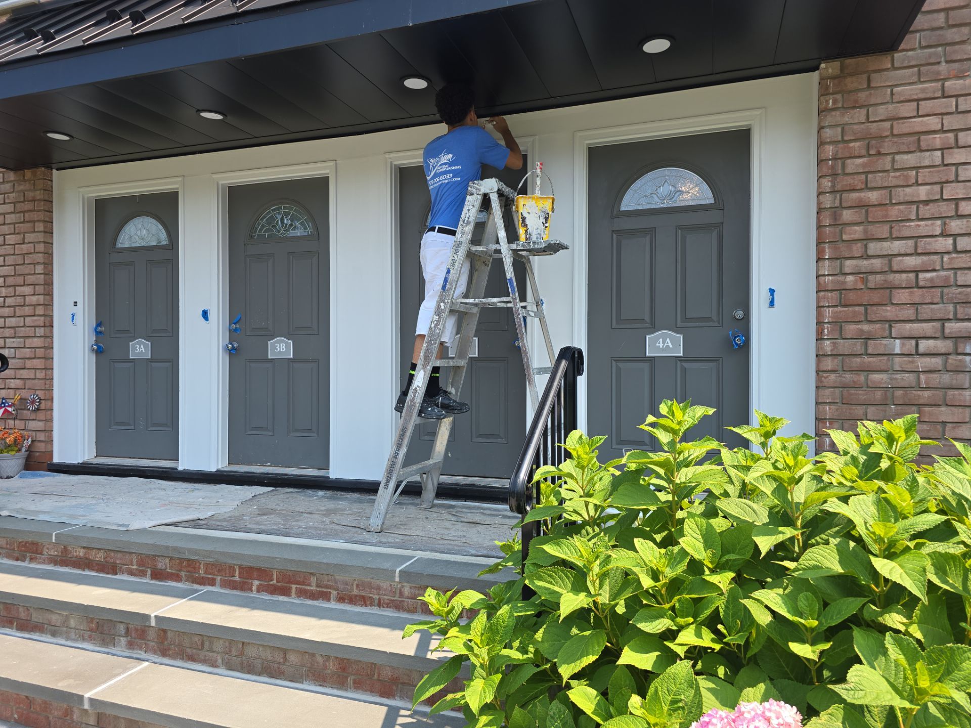 Multi-Unit Apartment Complex Exterior Brick Painting Project in Hackensack by Spectrum Painting, LLC