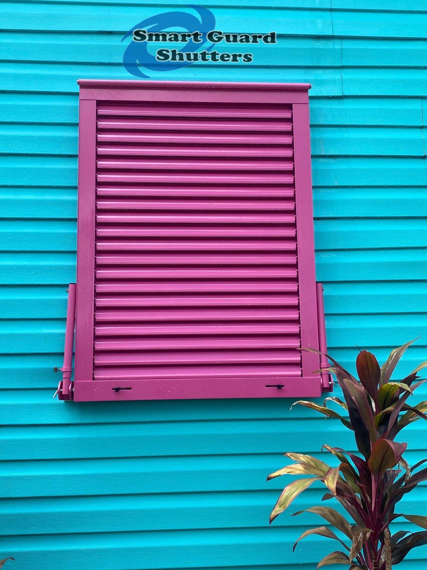 Impact Bahama Shutters in Heather Violet by Smart Guard Shutters