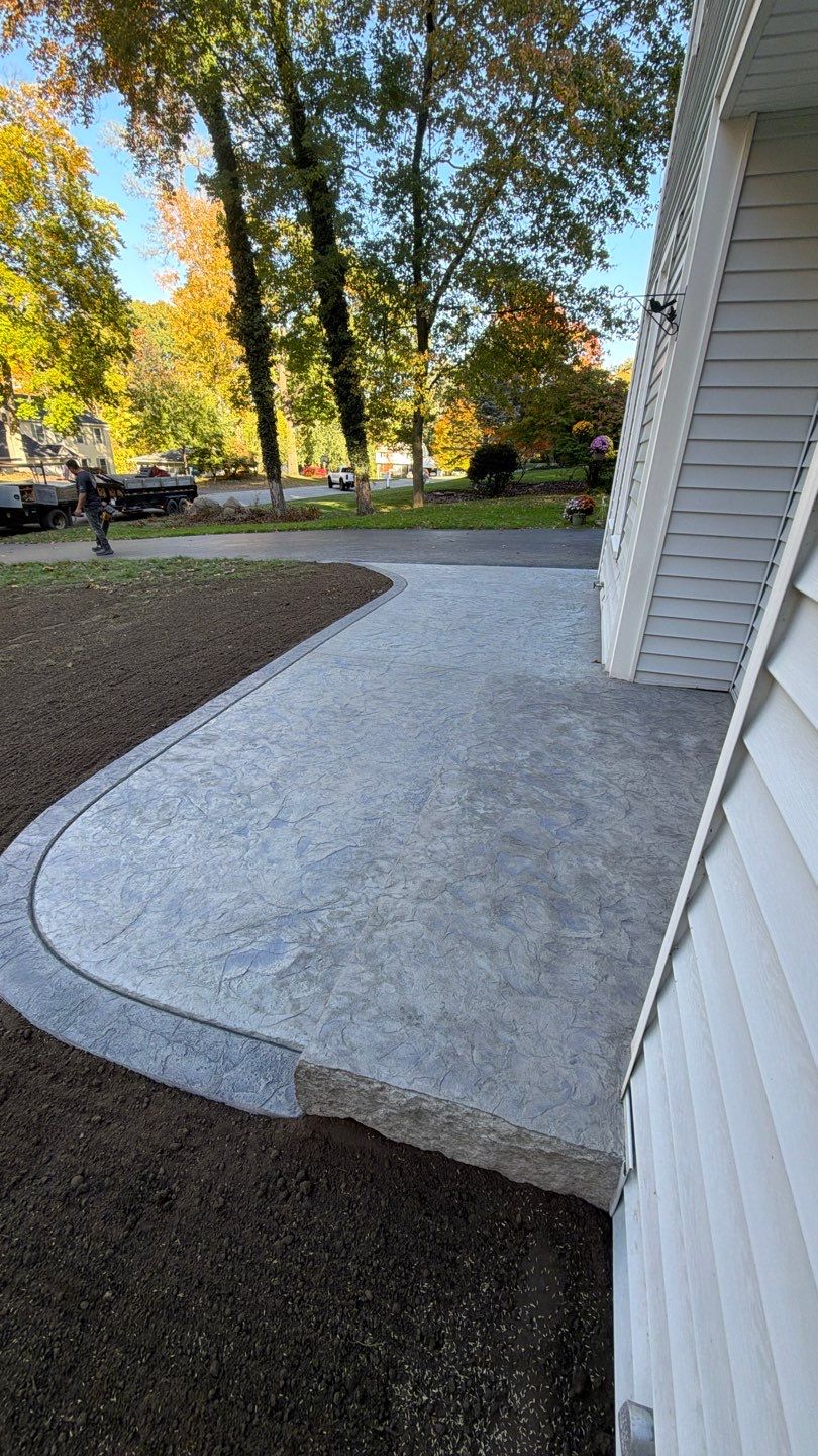 Oxford Slate Stamp w/ Border Walkway by NG Masonry & Construction LLC