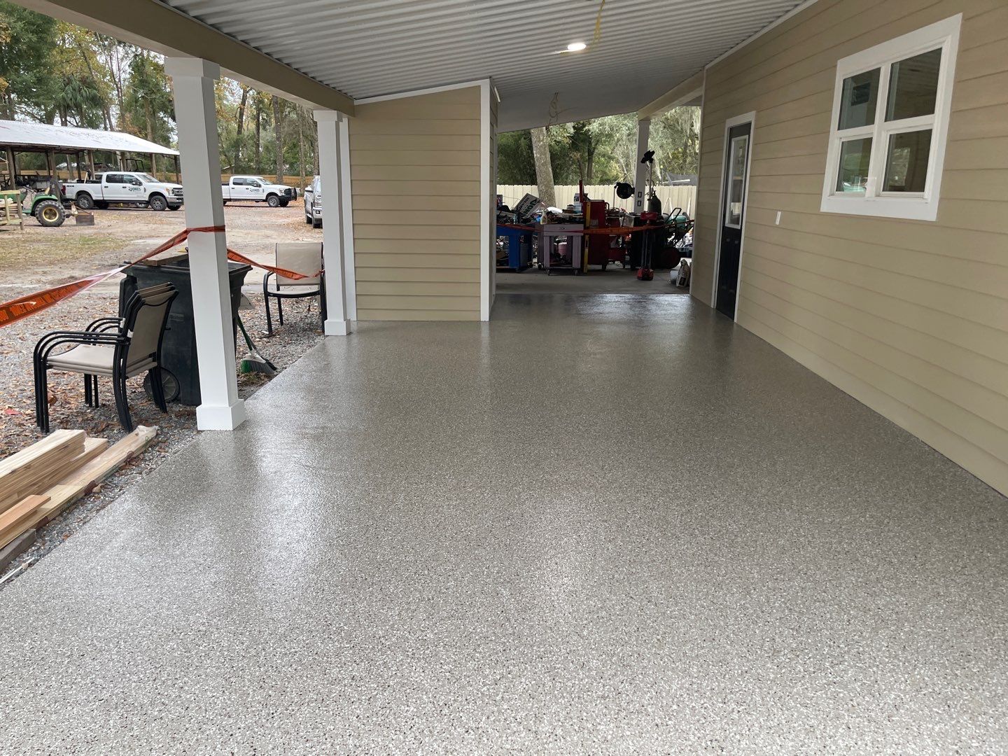 Garage and Carport in Chiefland, FL in Pebble Beach by Cross Creek Concrete Coatings