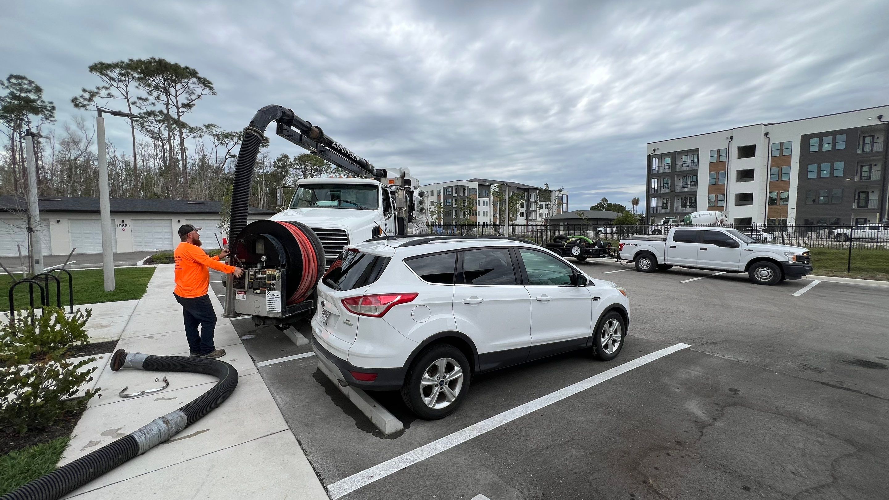 New Construction Apartment Complex Catch Basin Cleaning by APS Power & Water