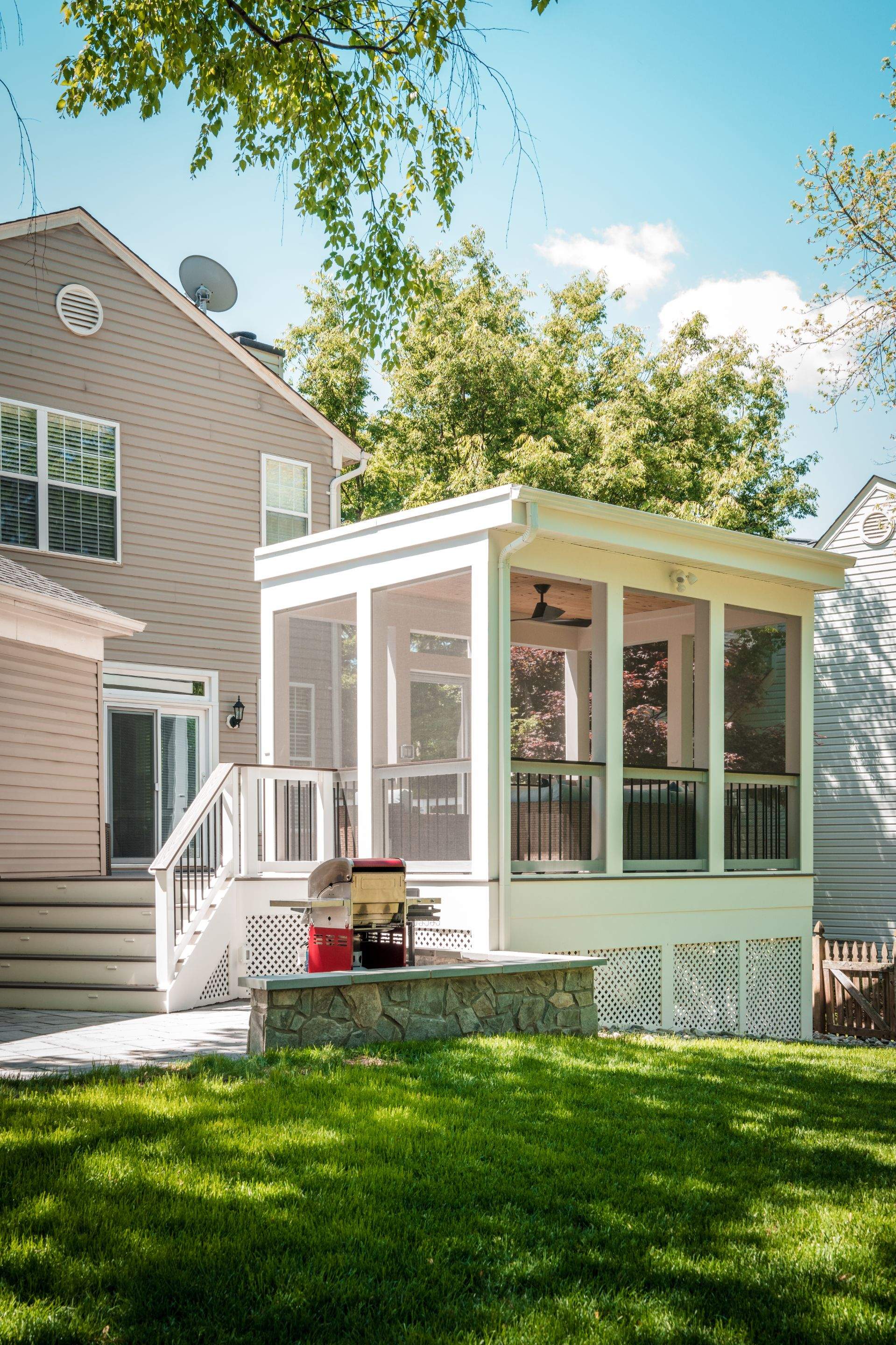 Screened-In Porch, Composite Deck & Paver Patio in Chantilly, VA by Sunburst Construction Inc
