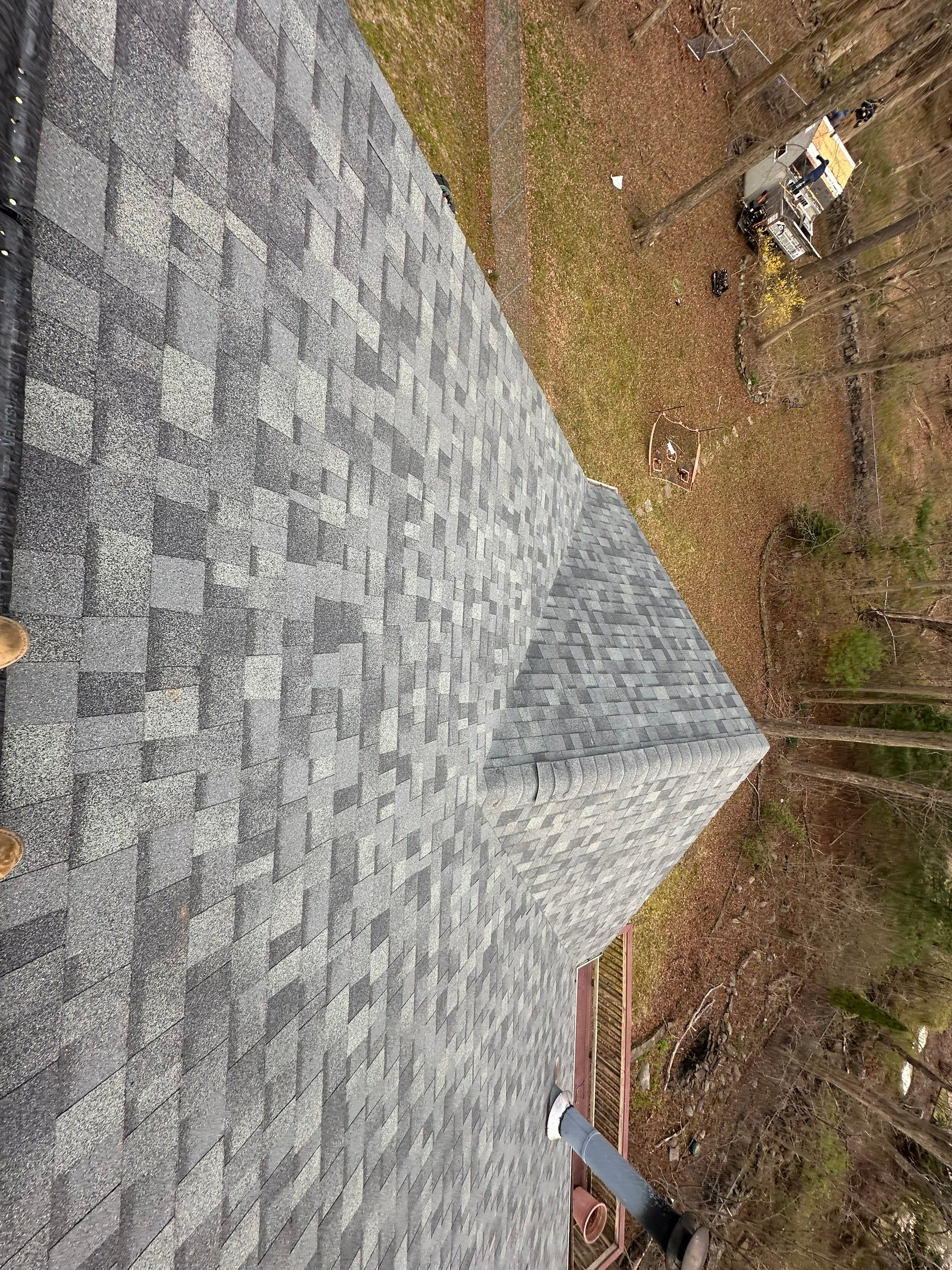 Residential Roofing Installation using Owens Corning TruDefinition Duration AR - Estate Gray & New Harvey Windows by A Plus Exterior