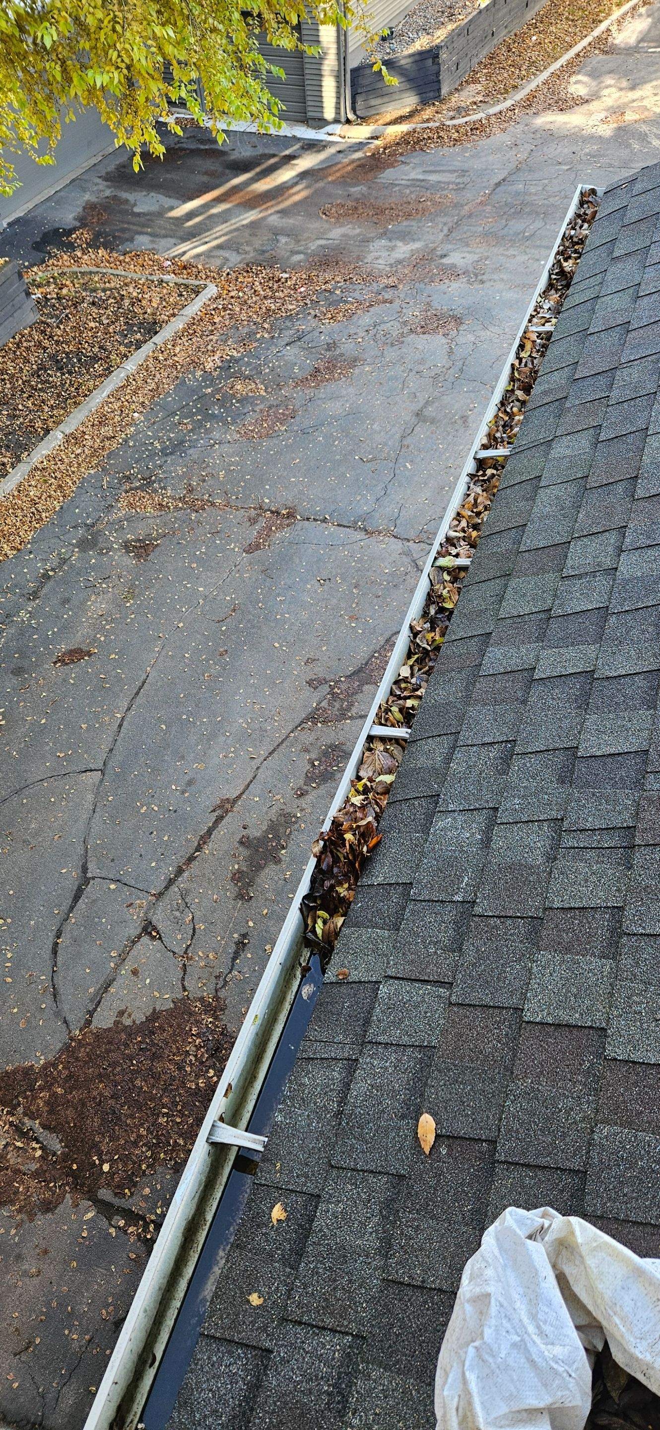 Commercial gutter cleaning Rochester before photo with filled gutters