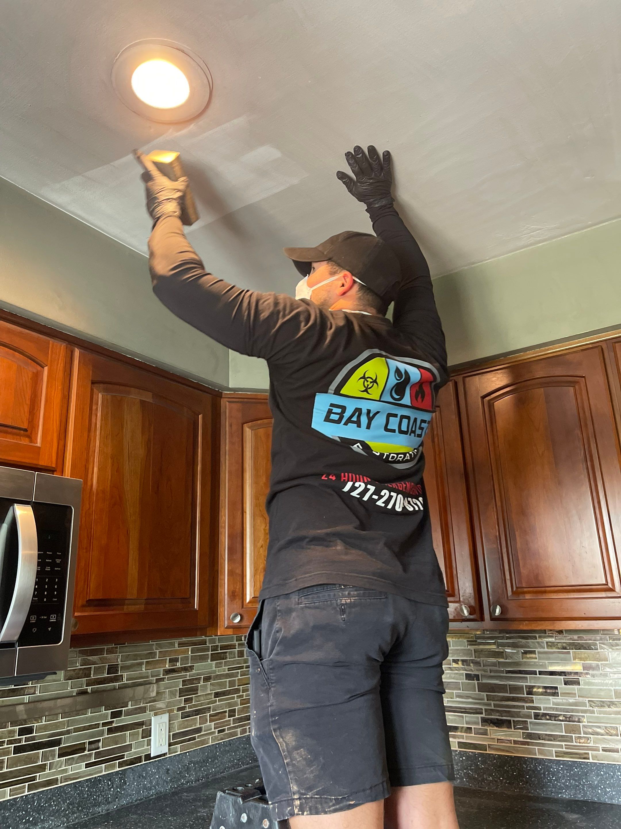 Smoke Damage from stove fire by Bay Coast Restoration 