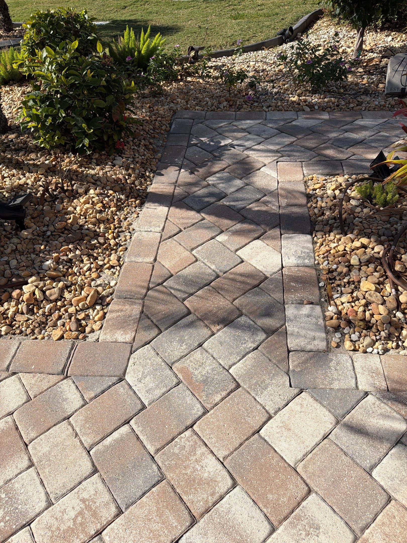 Herringbone Paver Driveway Repair, Stripping and Sealing in Sun City Center by Supreme Paver Experts
