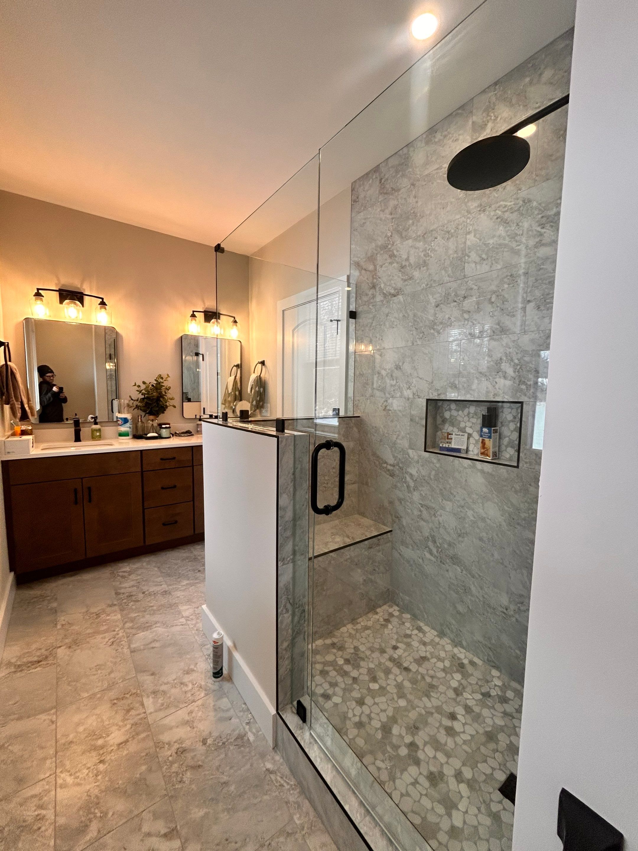 Frameless Shower Enclosure using Tempered Shower Glass by Cheshire Glass Company