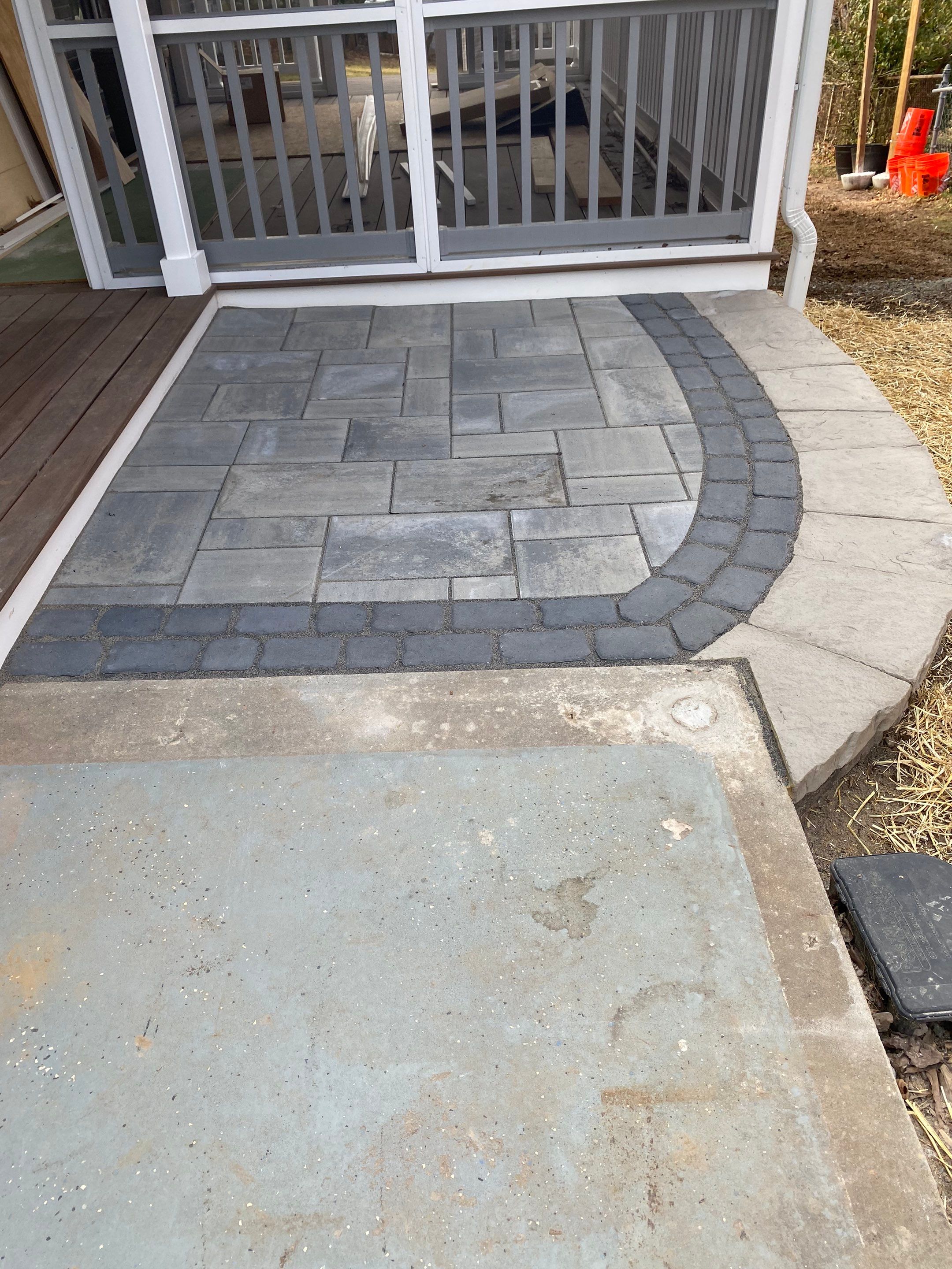 Retaining wall, walkway, small patio and landscape install by The Smet Companies, LLC