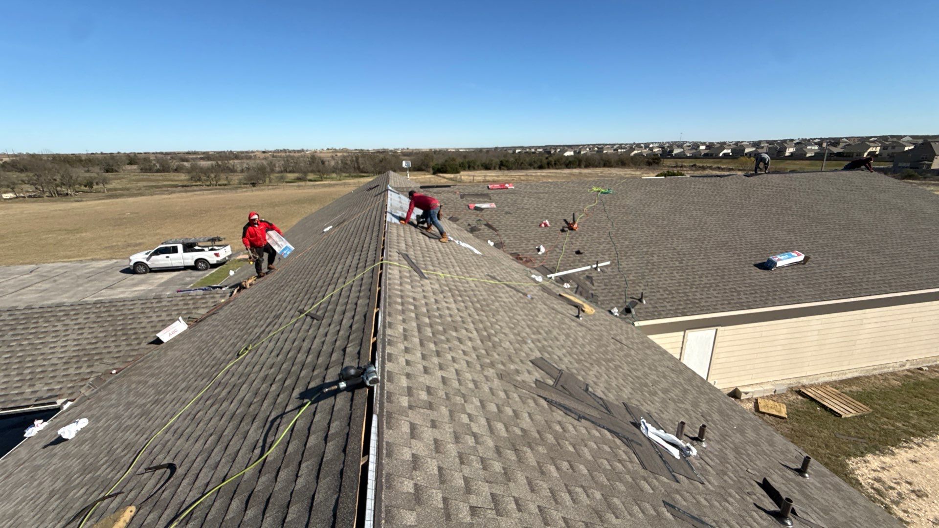 Commercial Roofing Installation using GAF - HDZ - Weathered Wood by Action Exteriors Austin