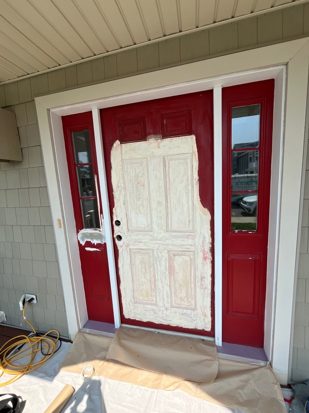 Front Door and Sidelight Refinishing and Painting in Avalon New Jersey by FreshCoat Works LLC